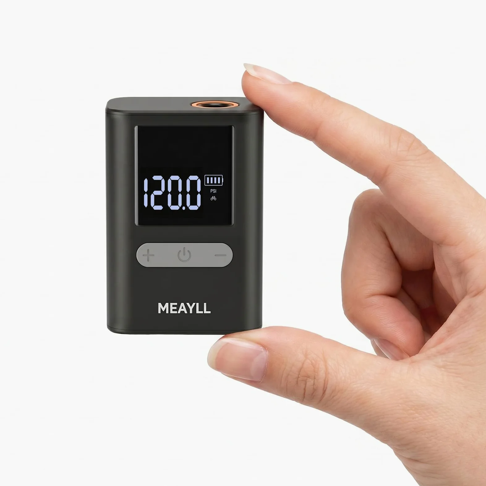 Mini bomba de bicicleta eléctrica con manómetro, 120 PSI Mini bomba para parada de coche e inflado rápido, 500 mAh, bomba de aire para bicicleta con válvula Presta y Schrader para bicicleta de