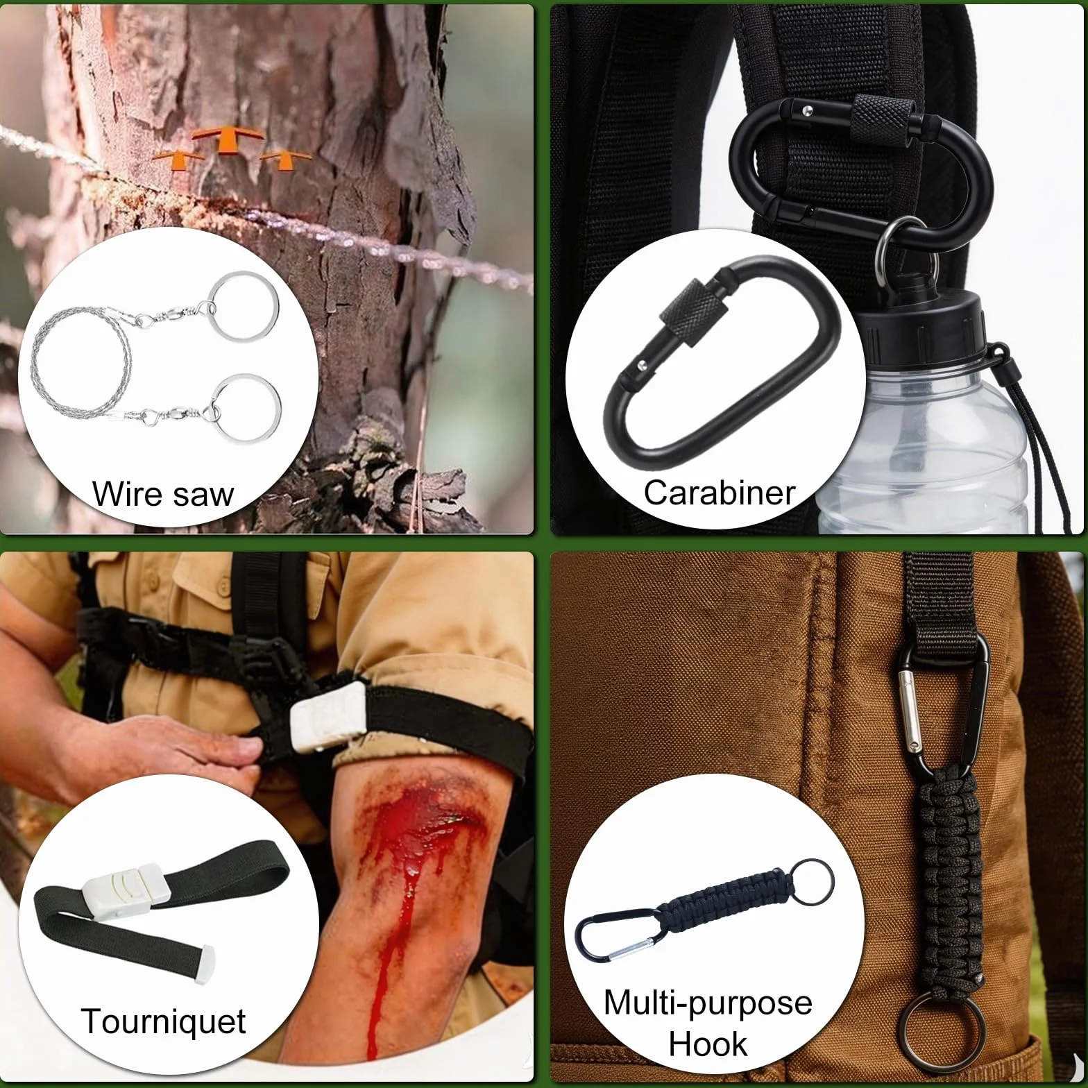Kit de Supervivencia de Emergencia 13 en 1 con Filtro de Agua de Supervivencia para Senderismo, Camping y Viajes