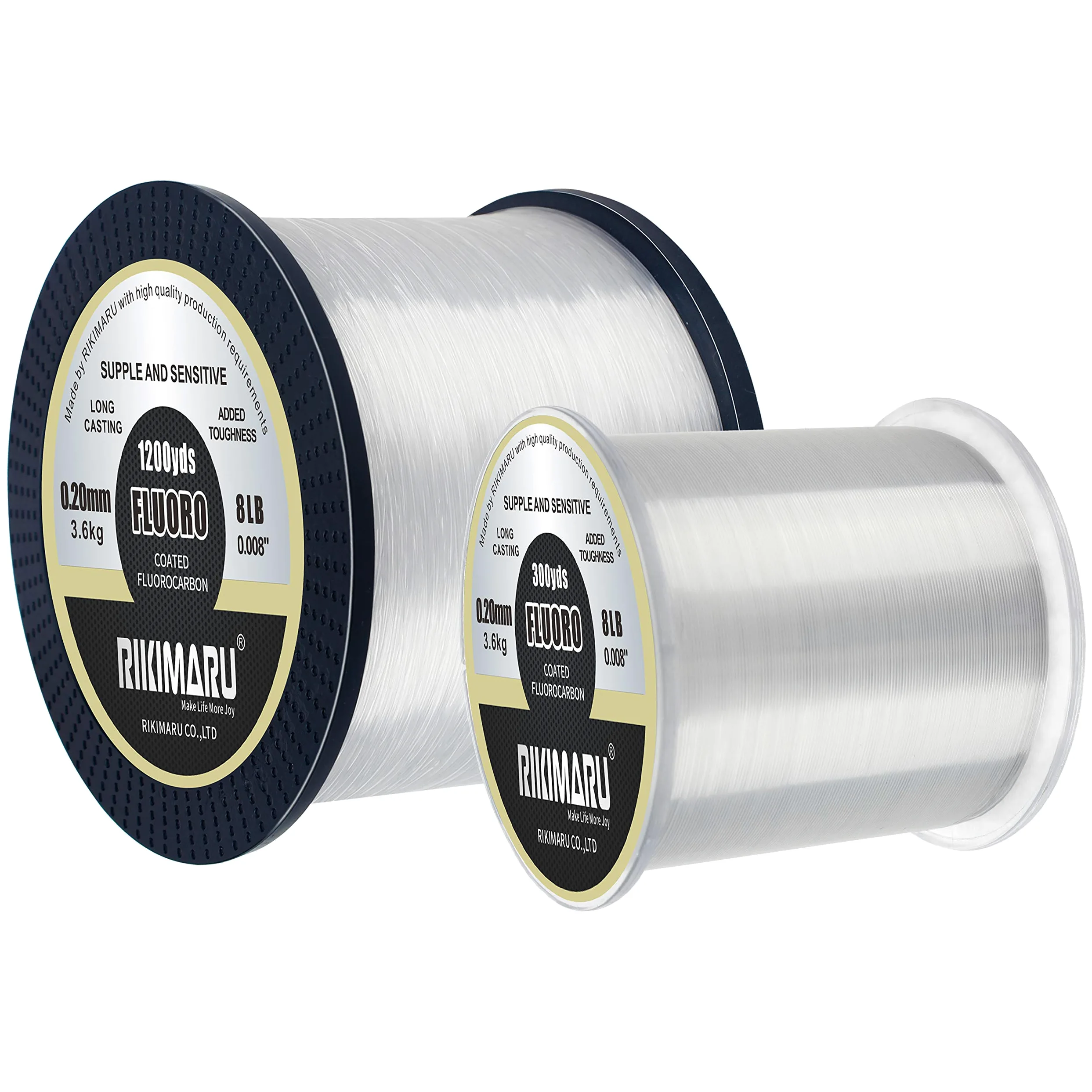 RIKIMARU Fluoro - Línea de Pesca 100% Suave con Revestimiento de fluorocarbono