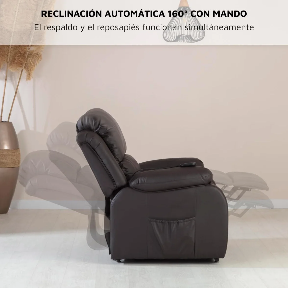 Sillón Relax Reclinable Eléctrico Trevi Choco 160º 10 Programas Calor Lumbar Masaje 4 Zonas Eco Piel PU