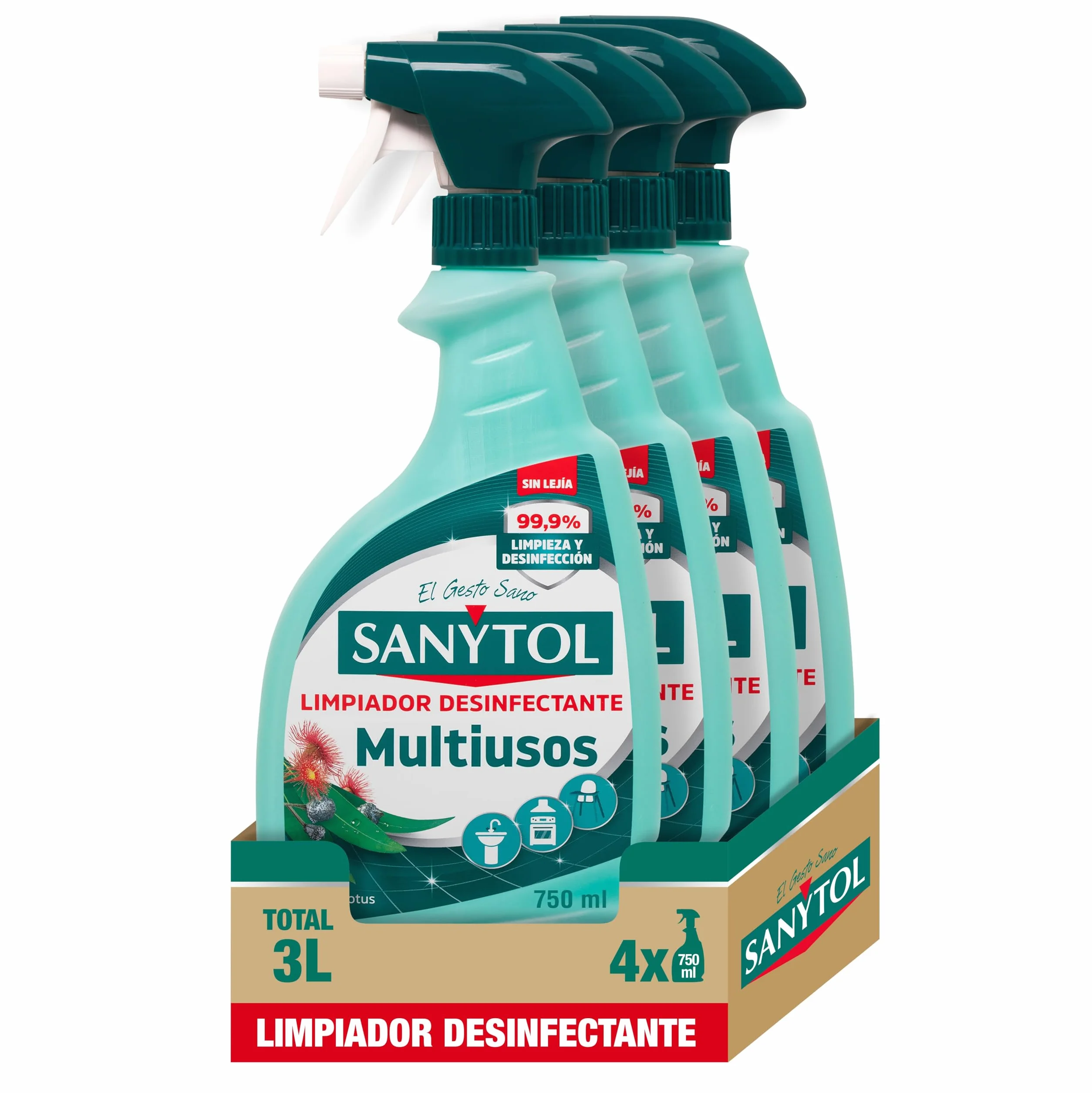 Sanytol Limpiador Desinfectante Multiusos Sin Lejía Pack 4x750ml 3L