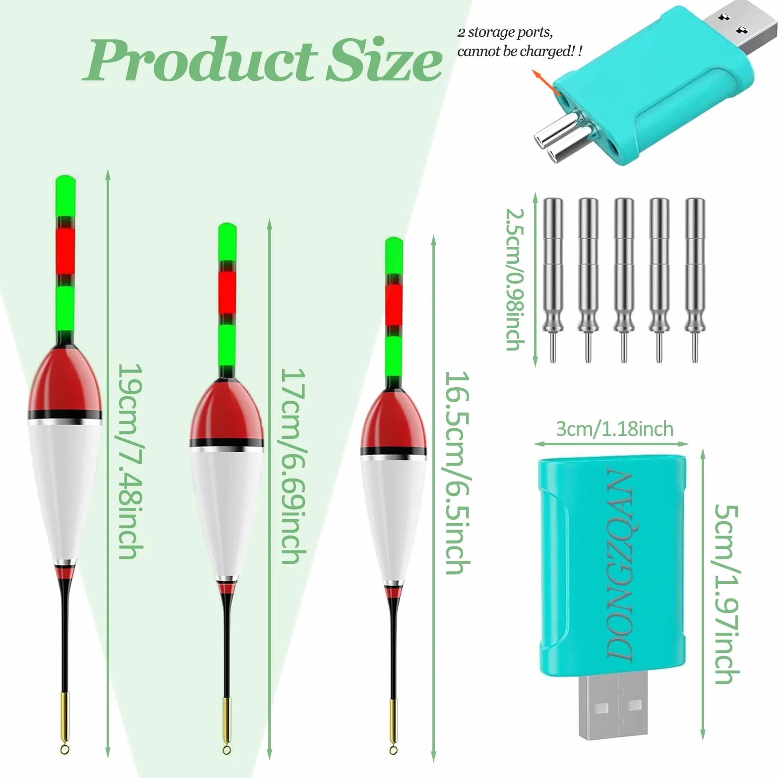 DONGZQAN 3 piezas de flotadores LED para pesca con indicador de picada, flotadores LED luminosos, set de accesorios de pesca con indicador de picada, flotadores para pesca, set de flotadores con