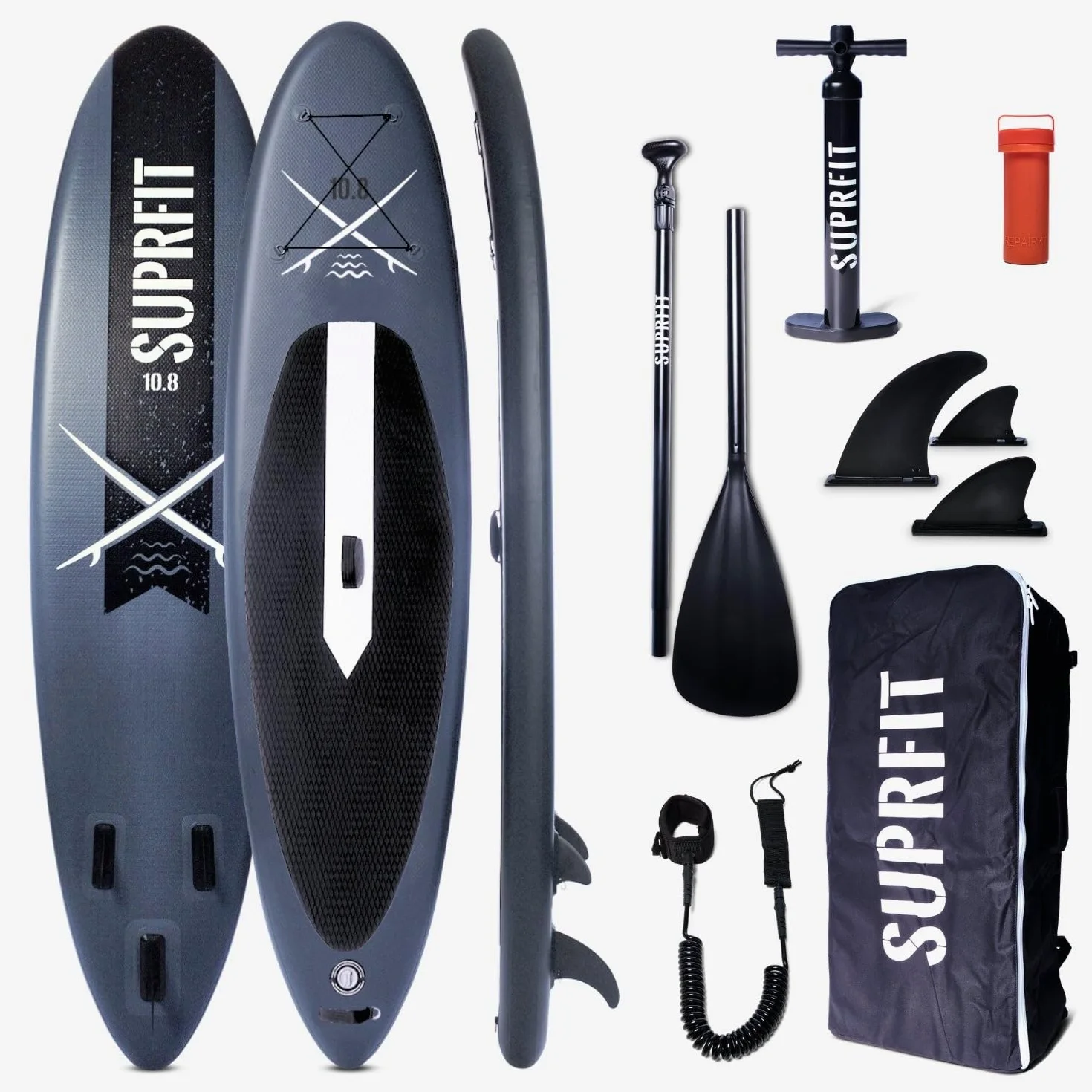 SUPRFIT Tabla de paddling Stand Up Surfit como juego completo inflable, tabla de remo con doble capa de PVC, paddle stand-up, tabla de paddle Stand Up hasta un máximo de 150 kg