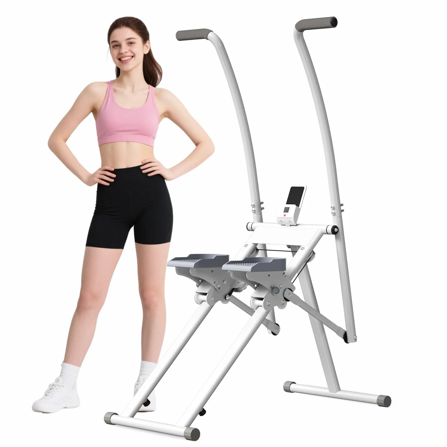 Stepper Vertical Plegable,CEIEVER Máquina de Escalada para Gimnasio en Casa Máquina de Cardio Stepper para el Hogar con Monitor LCD,para Hombres y Mujeres