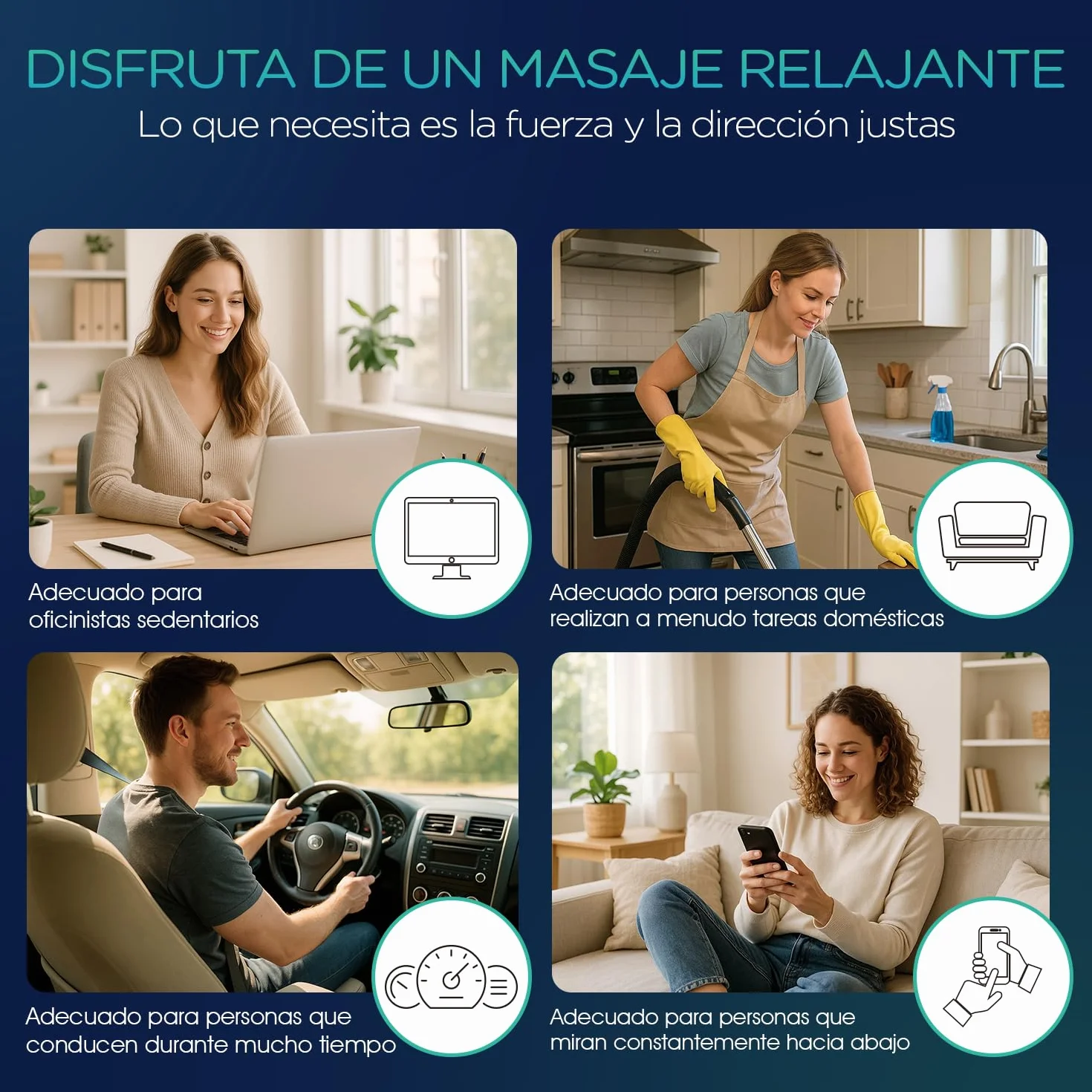 Cojín de Masaje Shiatsu, Masajeador de Cuello y Espalda con Calor, 3 Velocidades, Negro