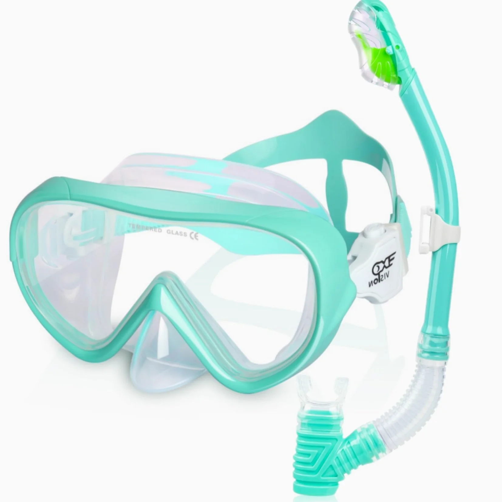 Kids Snorkel Set, Child Diving Mask Anti-Fog Swimming Goggles Dry Snorkel Children Snorkeling Swimming Gear for Youth Boys Girls Age 4-14 (Aqua Set)