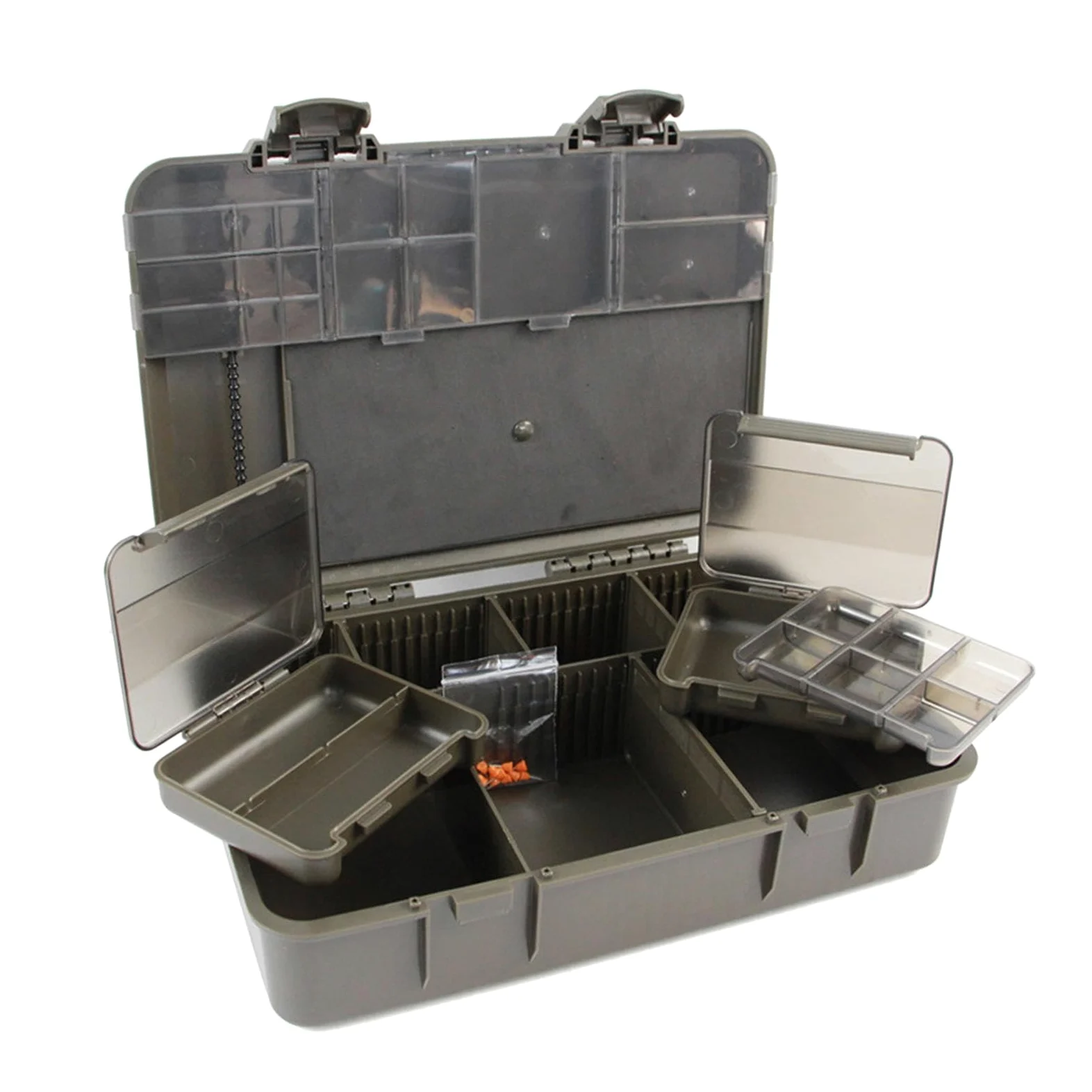 Caja de Aparejos de Pesca de Carpa, Organizador Impermeable para Fundas, Anzuelos Y Perlas.
