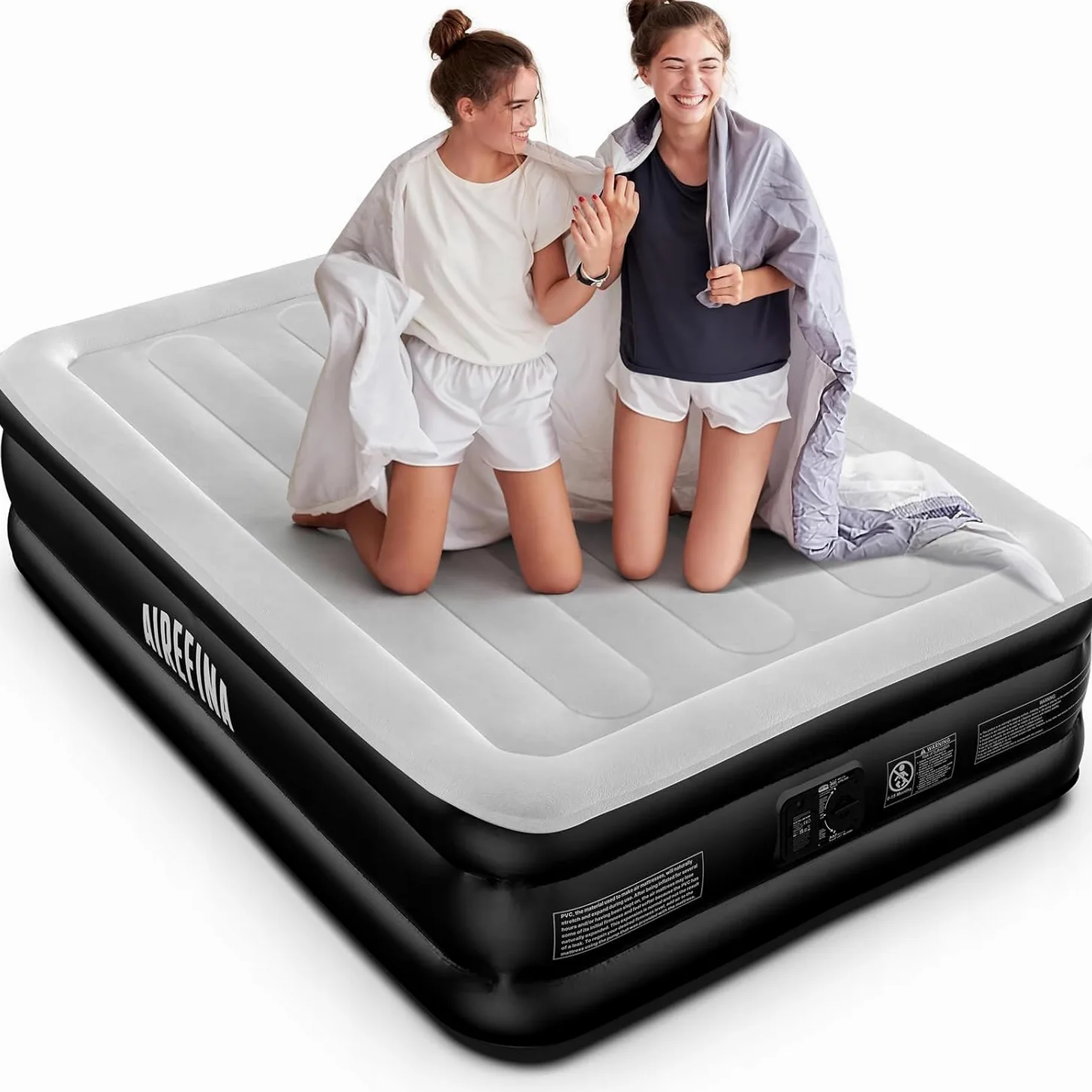 Airefina Colchón Hinchable Matrimonio con Bomba Incorporada 137x190x46cm Cama de Aire Inflado Rápido