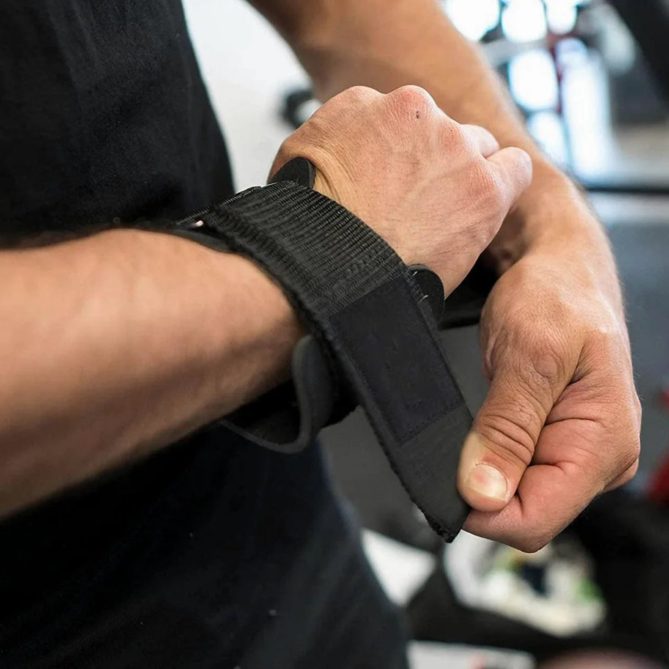 Guantes de gimnasio para levantamiento de pesas para hombre, empuñaduras de mano de Pvc, muñequeras de cuero de vaca para levantamiento de pesas, equipo de entrenamiento con mancuernas, 2 uds.