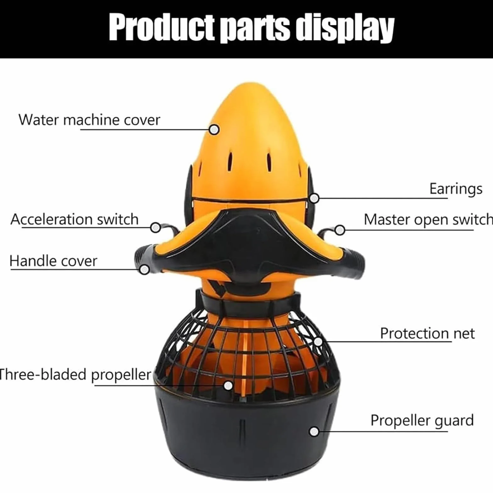 Scooter Submarino para el Mar, Potenciadores de Natación para Buceo, Potenciador de Scooter Submarino para Deportes Acuáticos, Piscina, Buceo y Esnórquel,2battery-500W