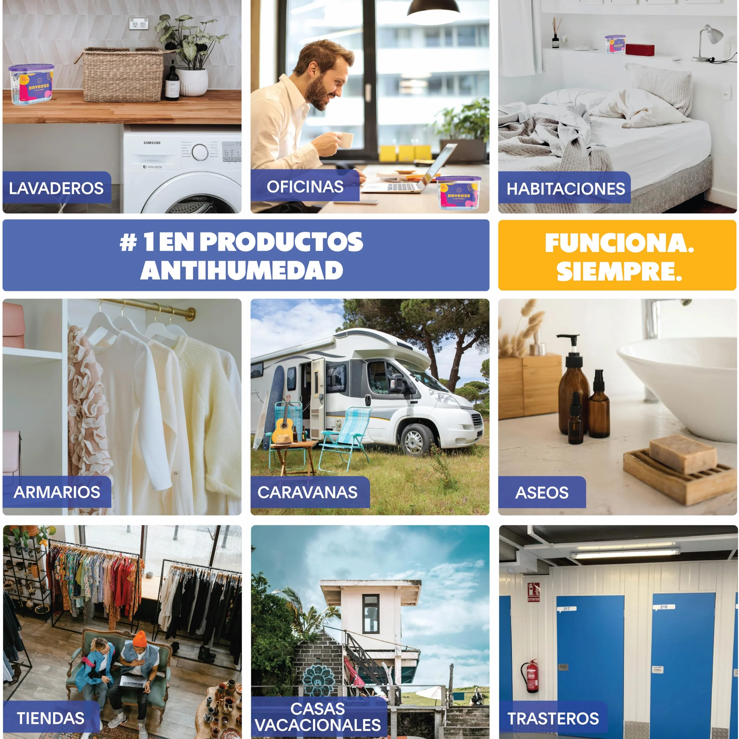 Deshumidificador Absorbente Anti Humedades Pack x 6 para Armarios, Cajones, Habitacion, Coche
