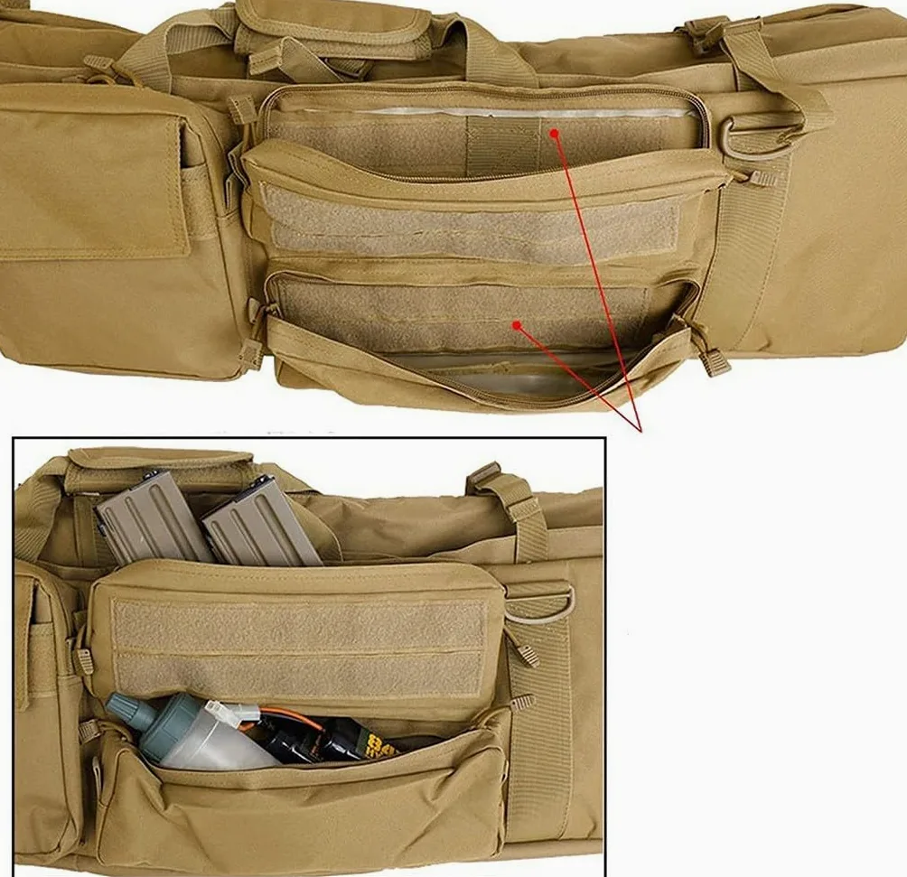 Bolsa Táctica Doble Larga para Rifle, Outdoor Bolsa De Pistola De Fusil M249 De 39 Pulgadas, Funda De Transporte CS Caza Tiro Paintball con Correa De Hombro Portátil