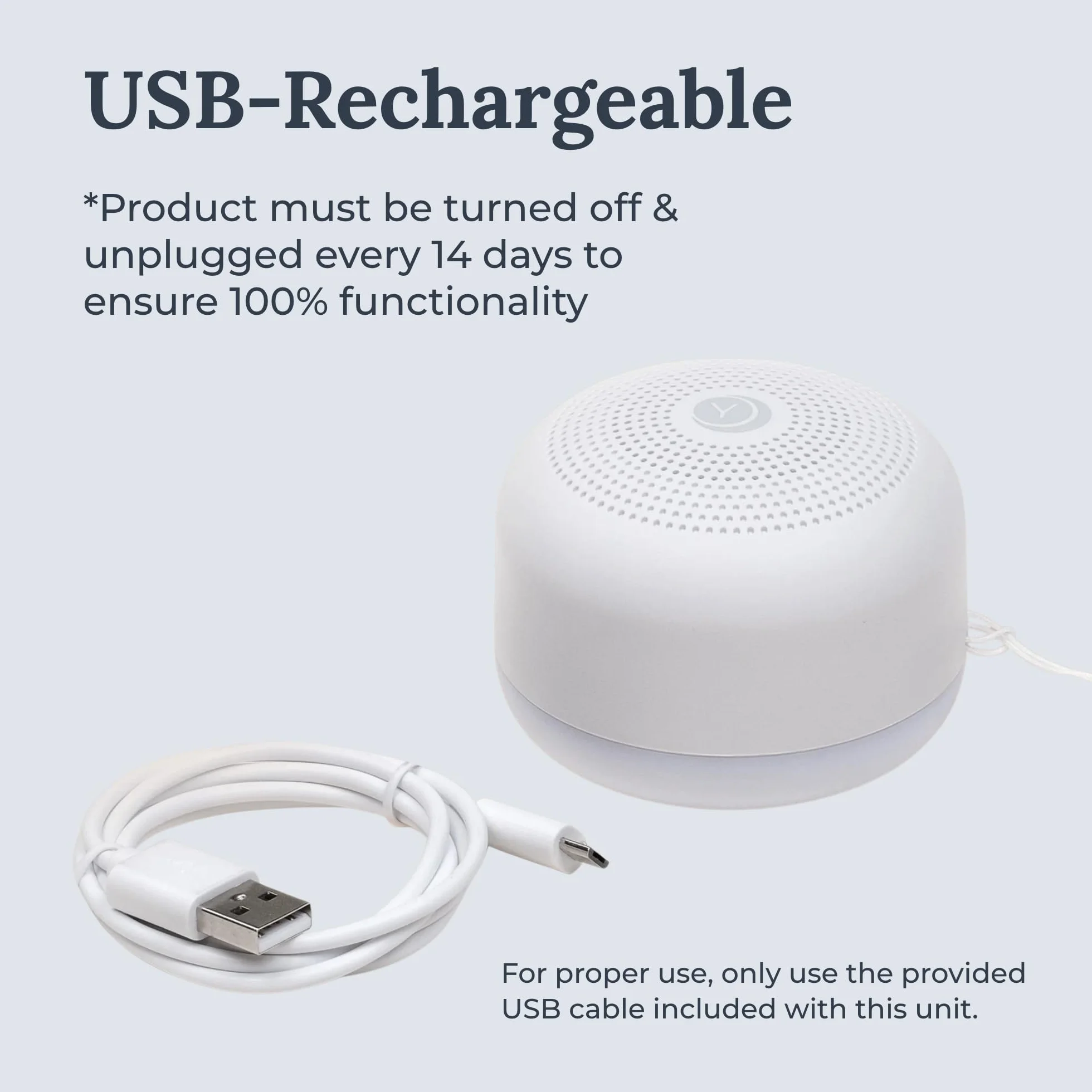 Marpac Yogasleep Mini máquina de sonido portátil de ruido blanco, 6 sonidos, luz nocturna regulable, recargable USB