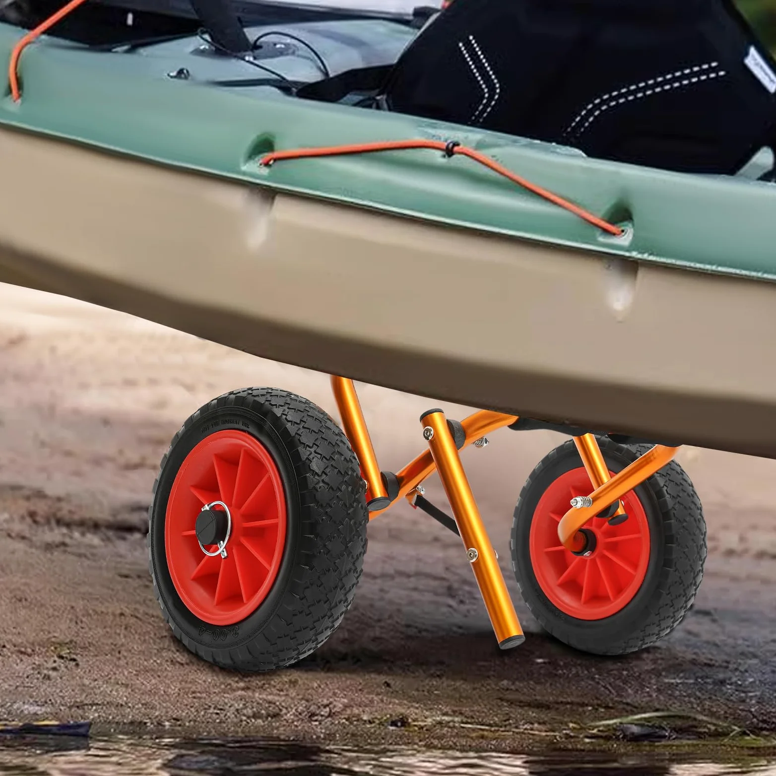 Carro plegable para kayak, ruedas de espuma de aluminio, 80 kg/176,37 libras, capacidad de carga, ligero, portátil, para el transporte de kayaks, canoas, tablas de remo