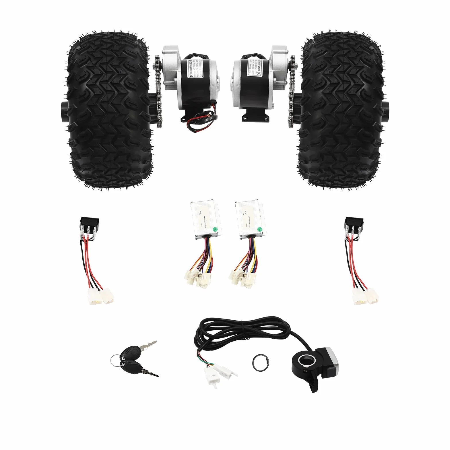 Kit de conversión de motor eléctrico 24 V 250 W para scooter de movilidad y rueda de accionamiento con 2 ruedas con acelerador de pulgar, marcha atrás para rutas al aire libre