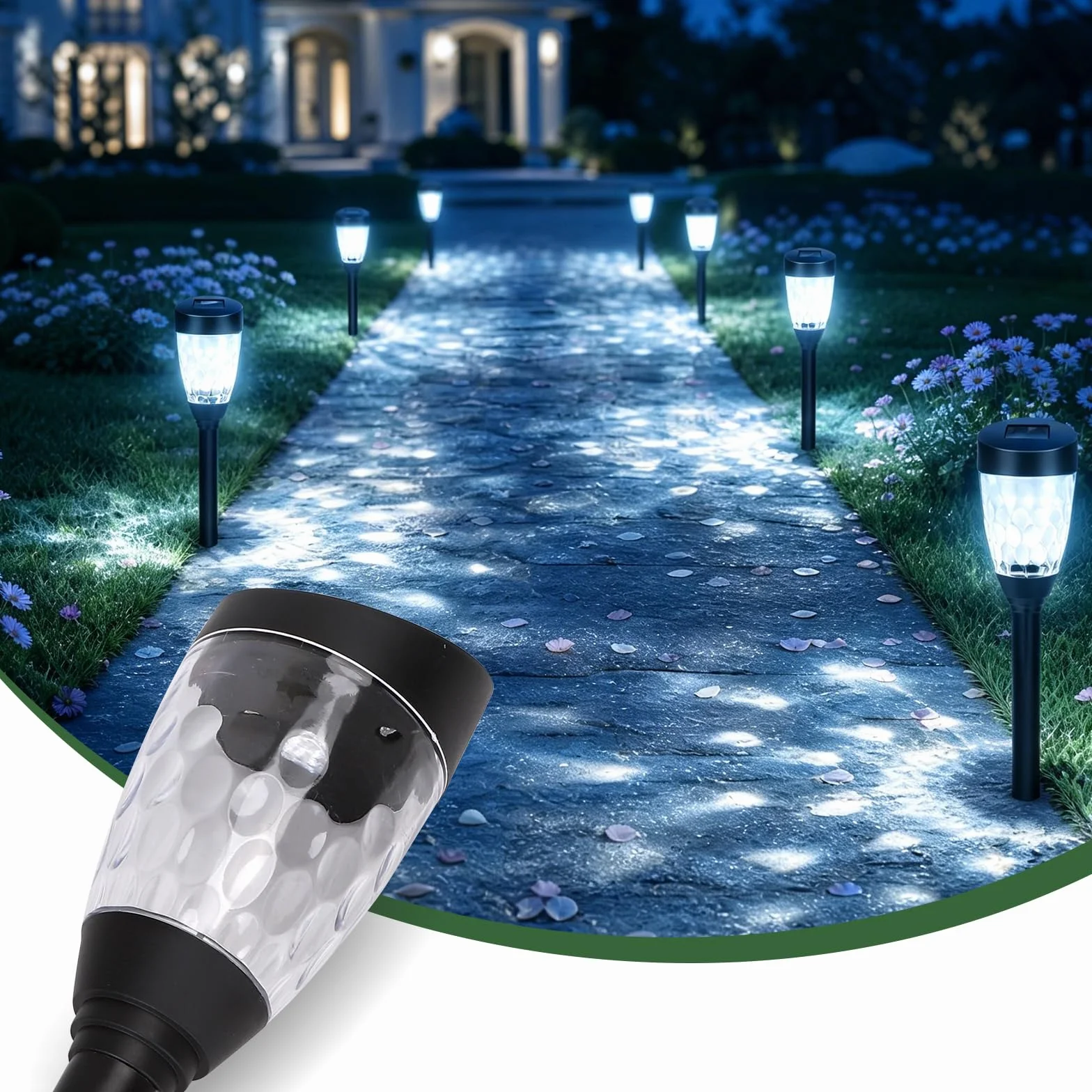 Aigostar Luces Solares Jardín 12 Pcs 6500K Fría Blanca IP44 Impermeable