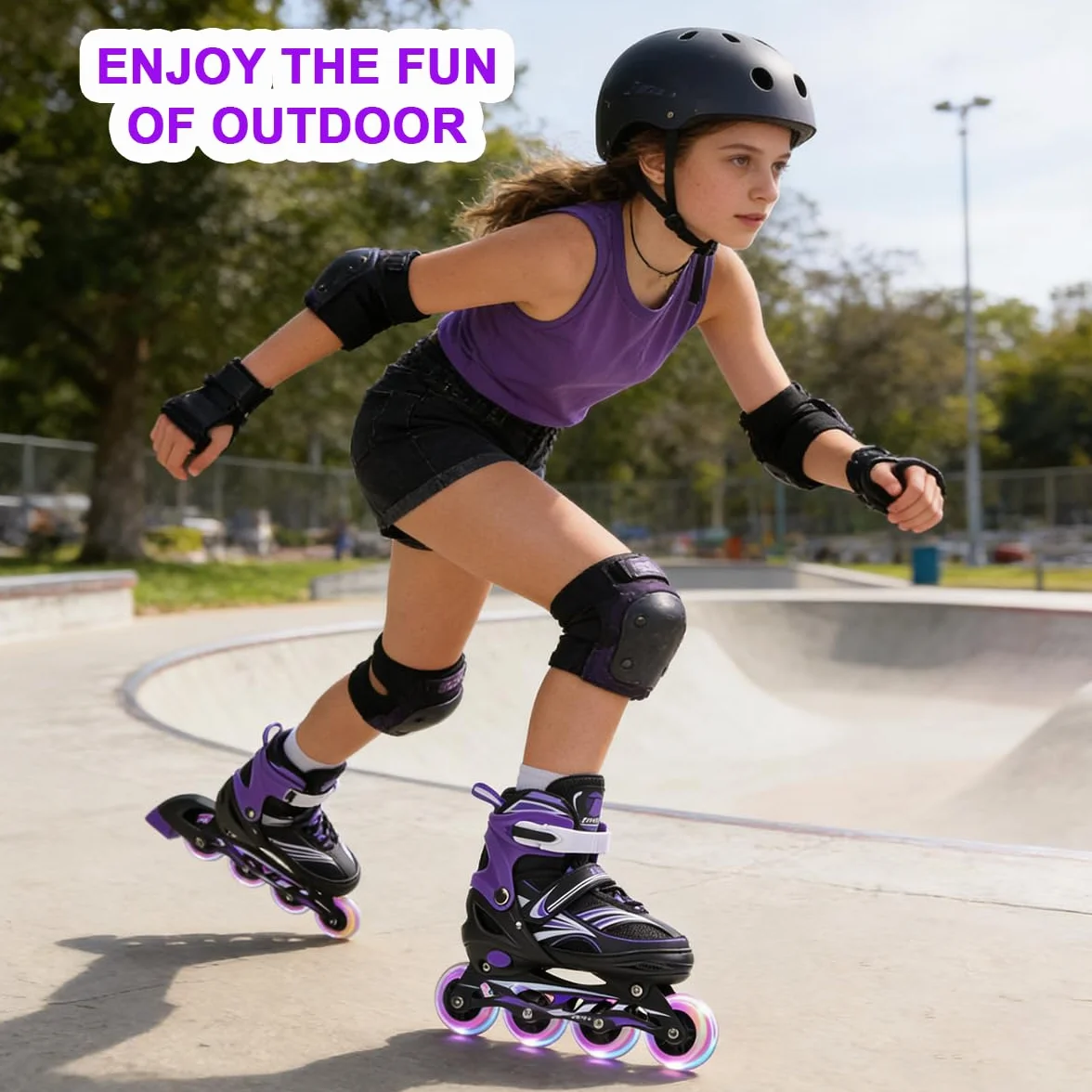 ERNAN Patines en línea, Patines en línea Ajustables iluminados para niños, Patines en línea para niños y niñas,jóvenes, Principiantes