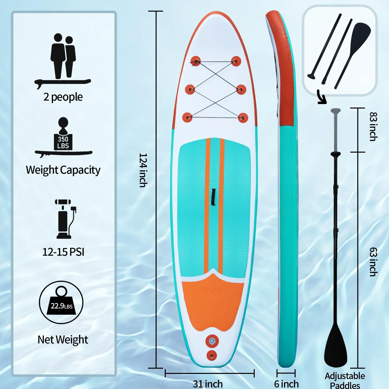 XHYCPY Tablas de Remo inflables de pie Anchas y estables con Accesorios de Tabla de Remo Sup de Primera Calidad para Todos los Niveles de Habilidad con Accesorios ISUP, Aletas, Remo Ajustable, Bomba,
