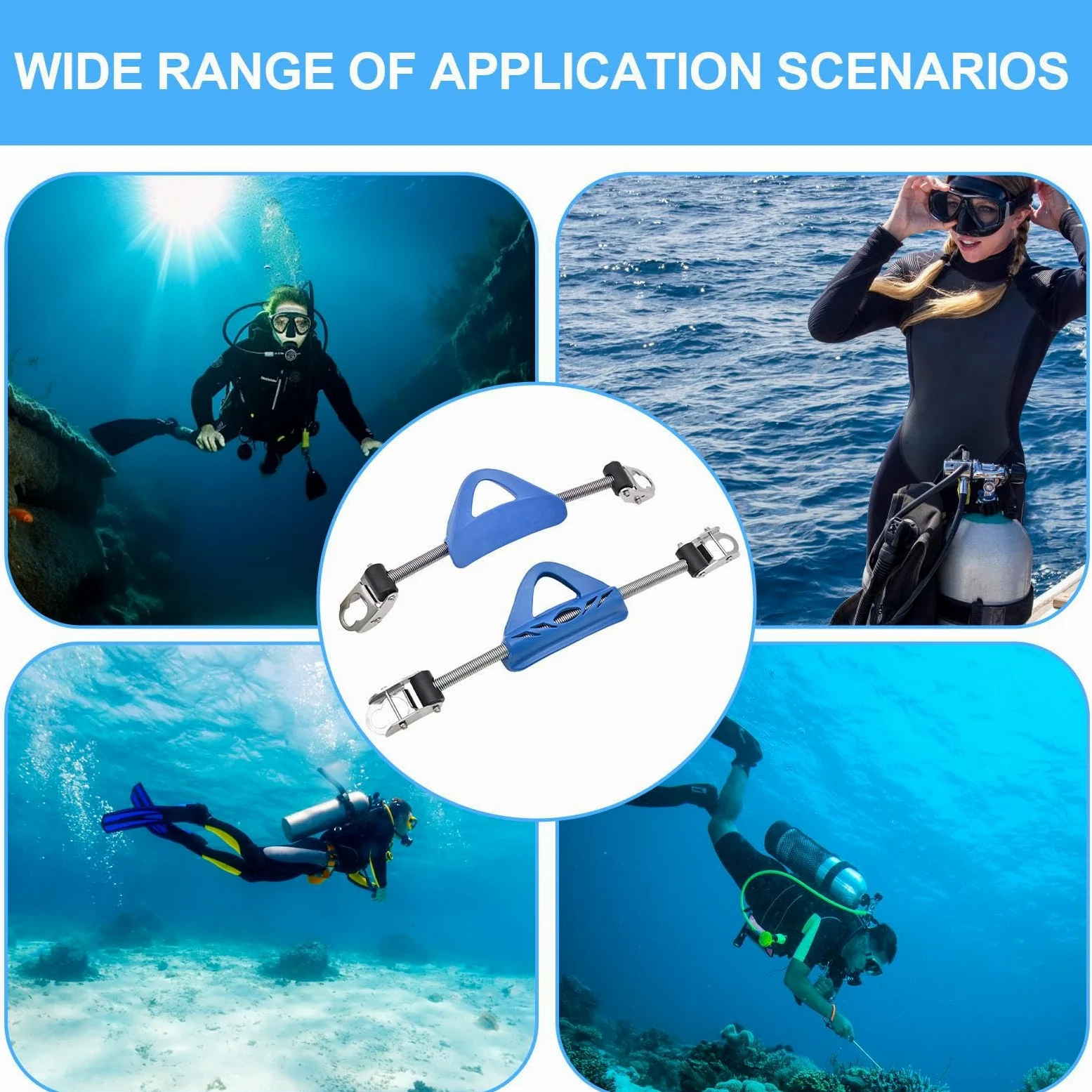 Correa de Aleta de Buceo Ajustable, Correa de Talón de Resorte de Aleta de | Buceo | Correas Ajustables de Acero Inoxidable para Buceo - de Aleta en el talón con Hebilla de liberación rápida,