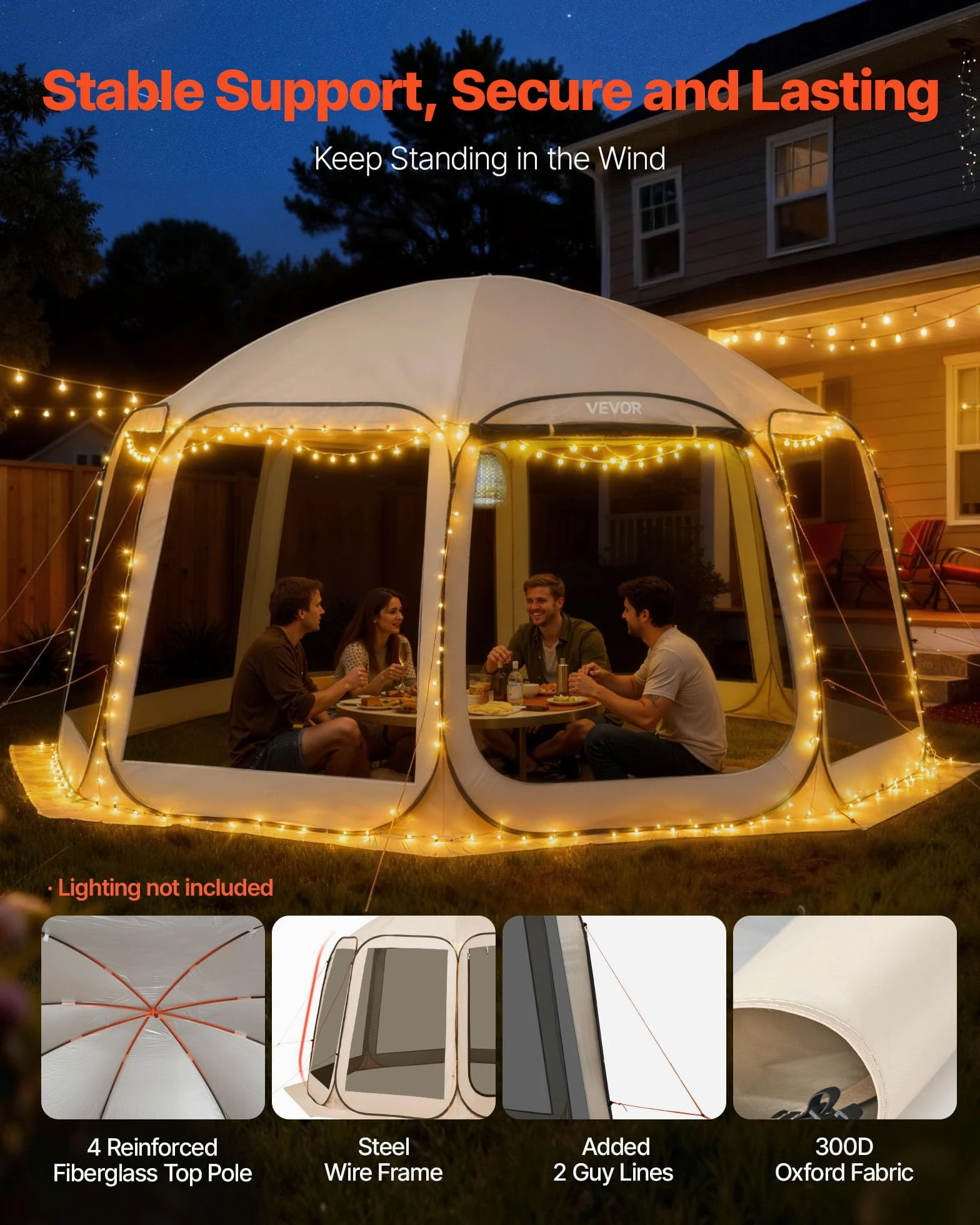 VEVOR Tienda de campaña con mosquitera, 10 x 9 pies, tienda de campaña desplegable para 4-8 personas, toldo con bolsa de transporte, lados de red, estacas para el suelo, para jardín, patio