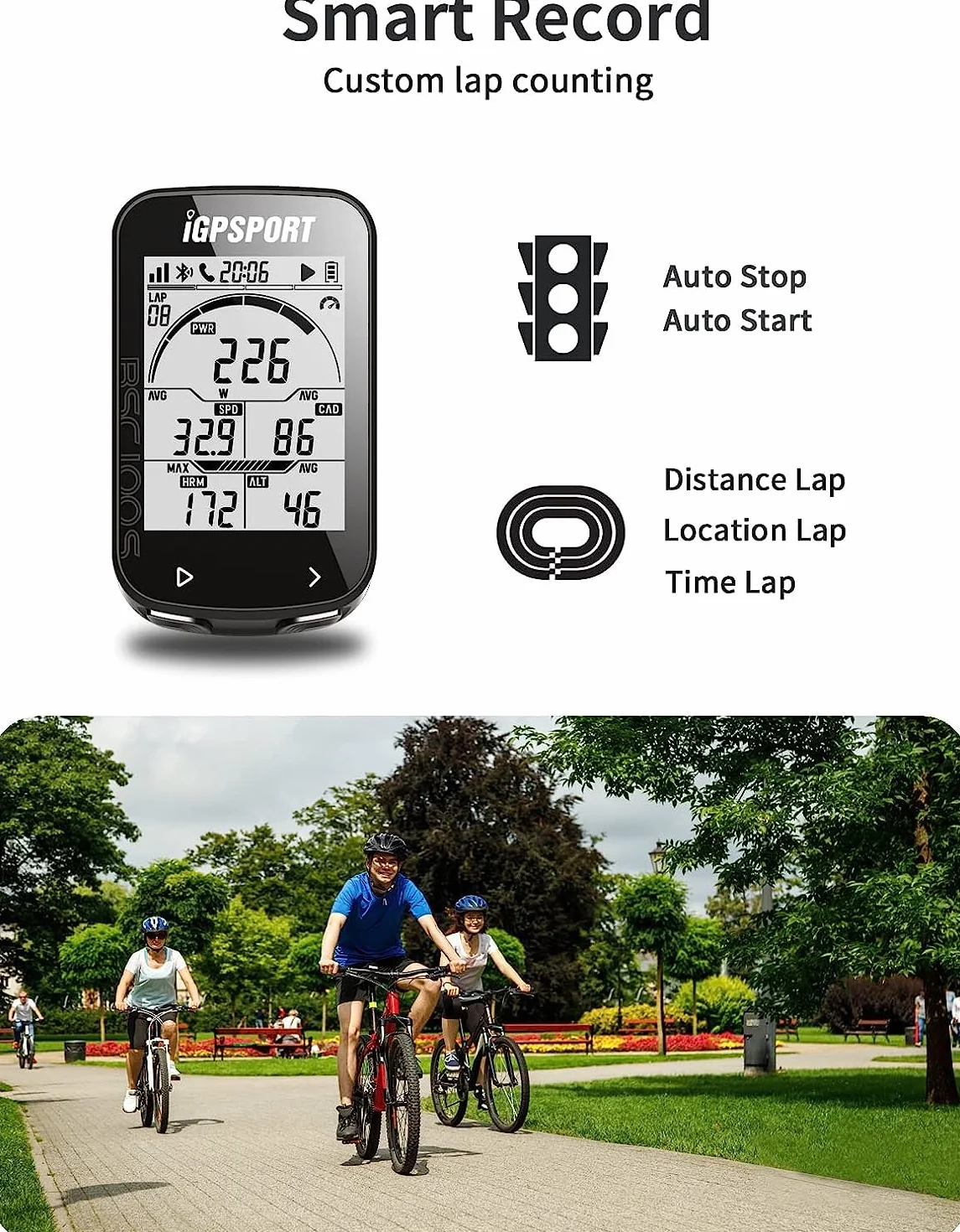 iGPSPORT BSC100S Ciclocomputador GPS 2,6 Pulgadas Ant+ Inalámbrico Impermeable IPX7 Velocímetro Odómetro 40 Horas Batería
