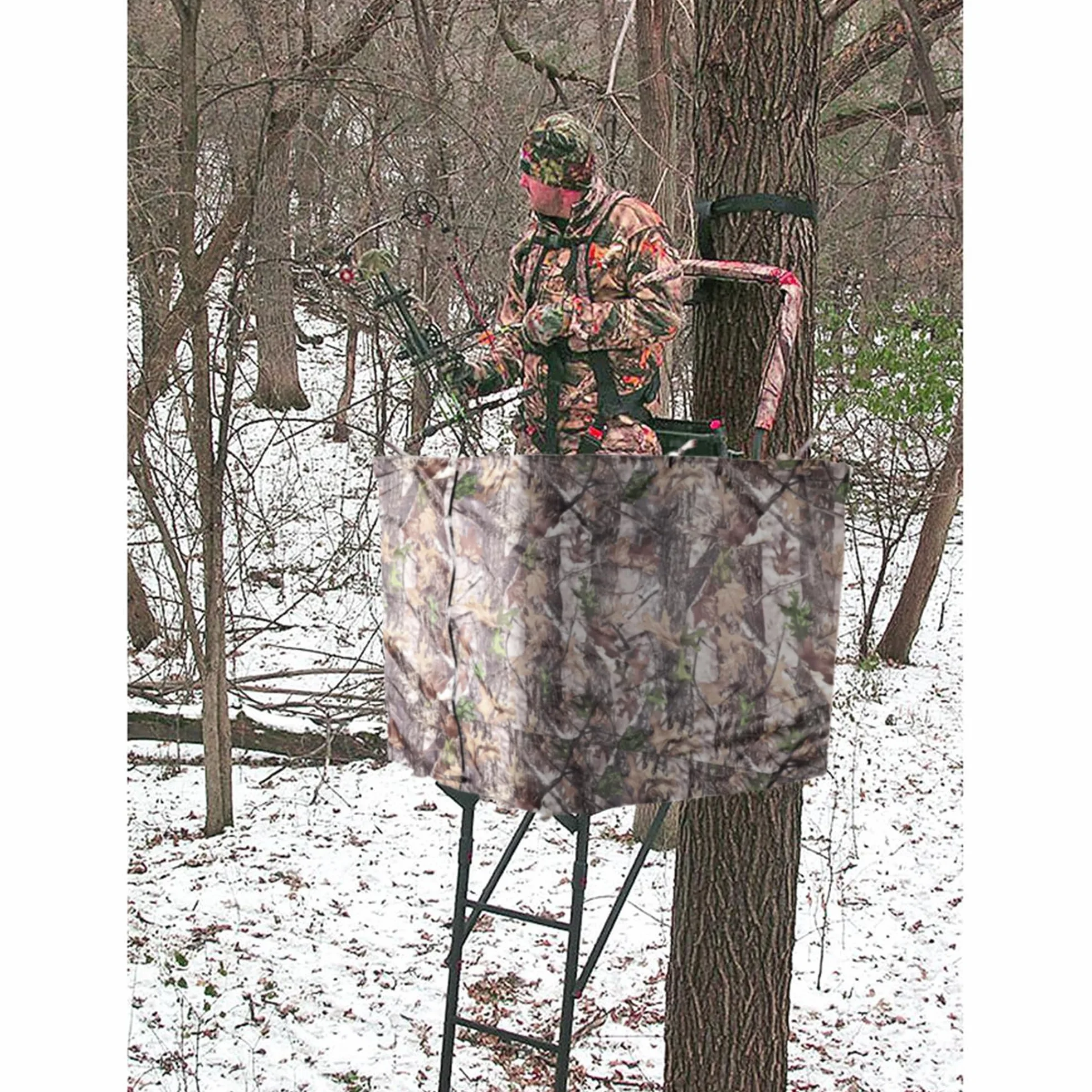 Persianas elevadas de 102 x 37 pulgadas, con soporte para árbol de caza, diseño de camuflaje, con cremallera, para ciervos de caza, pavo (marcos no incluidos)