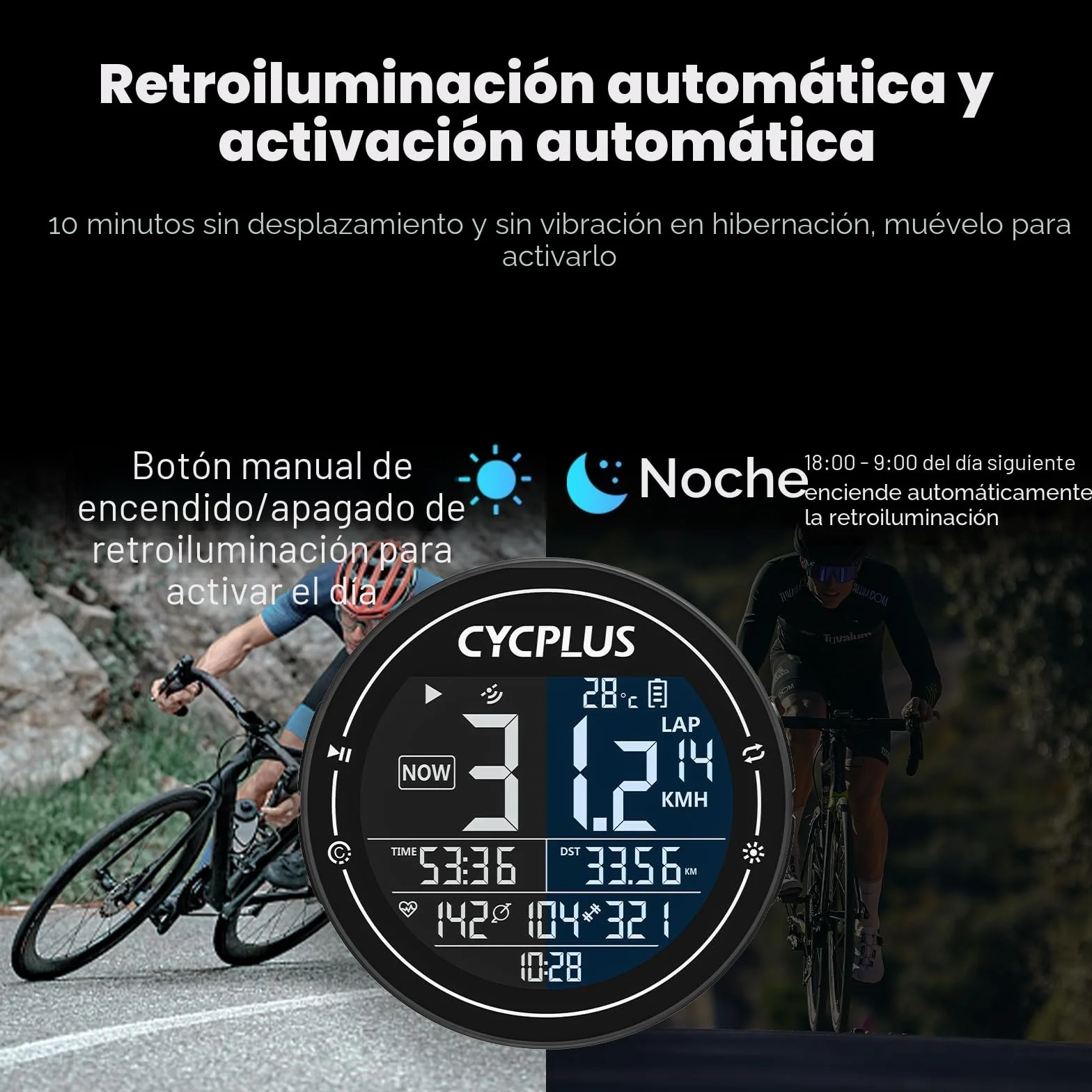 CYCPLUS Ordenador de Bicicleta GPS, Ordenador de Bicicleta inalámbrico, Resistente al Agua, IPX6, velocímetro Ant+, Ordenador de Bicicleta inalámbrico,Bluetooth, Compatible con Strava