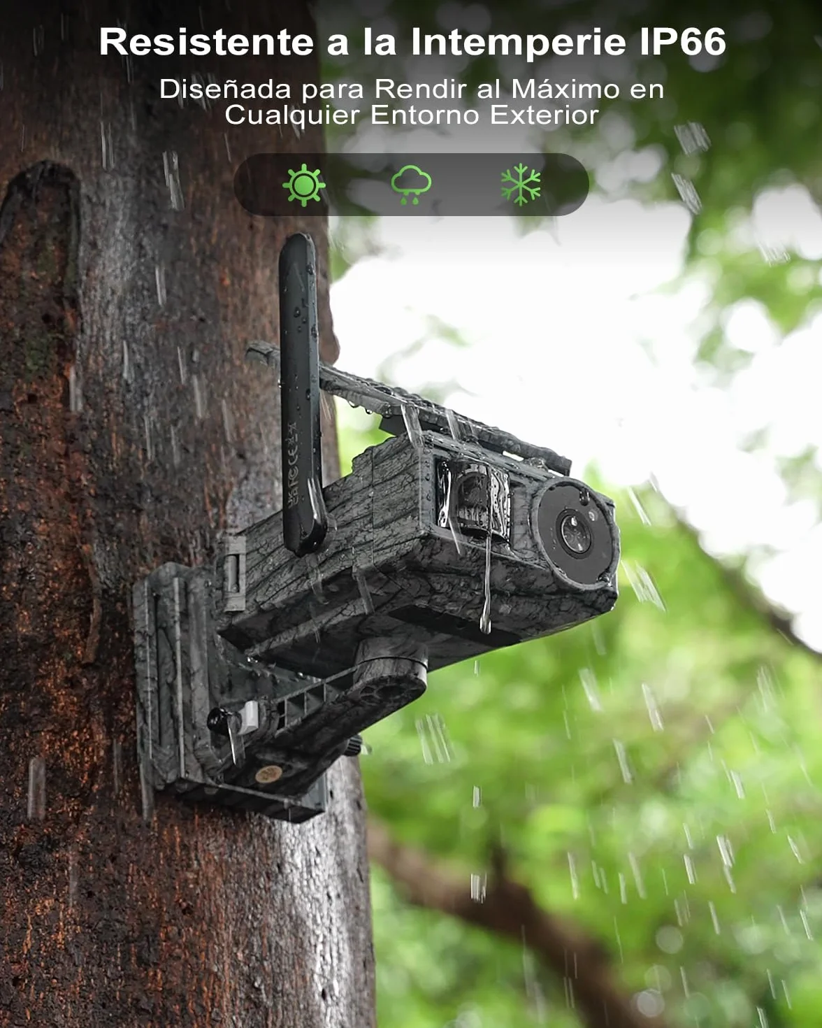 Xega Cámara Solar 4G con Tarjeta SIM 2 Paneles Solares, Fototrampeo Caza Exterior Inalámbrica, Detección de Movimiento, Visión Nocturna Sin Luz, Rotación 220°, Alertas En App (WiFi No Compatible)