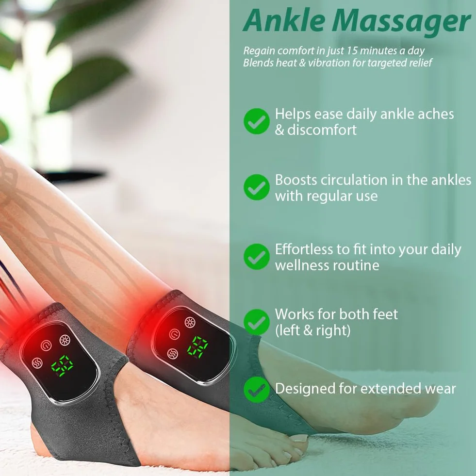 Vicloon Masajeador Eléctrico para Pies y Tobillos, 3 Modos de Vibración, 5 Niveles de Calor