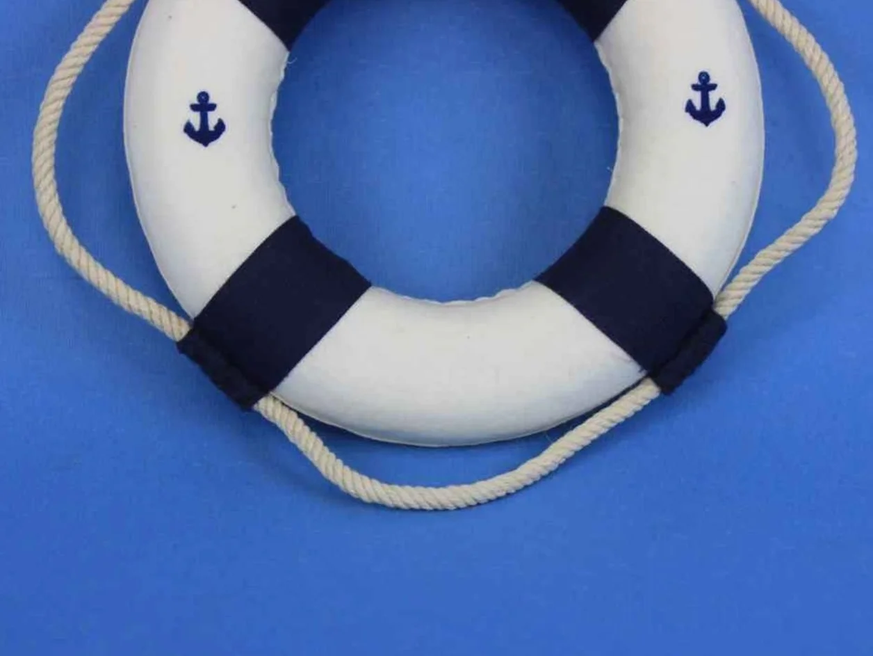 Hampton Nautical Hechos a Mano náutico decoración Antiguo Decorativo Colores Vida Anillo decoración, Azul, 6 Pulgadas