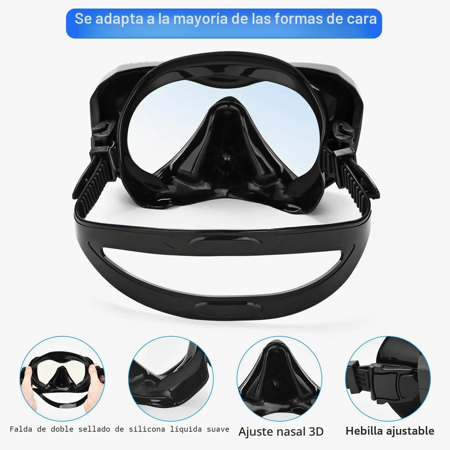 Gafas Buceo, Mascara Snorkel con Visión Panorámica Antivaho y Tubo Seco Antifugas, Equipo para Adultos y Jóvenes, Bolsa para Kit Incluida