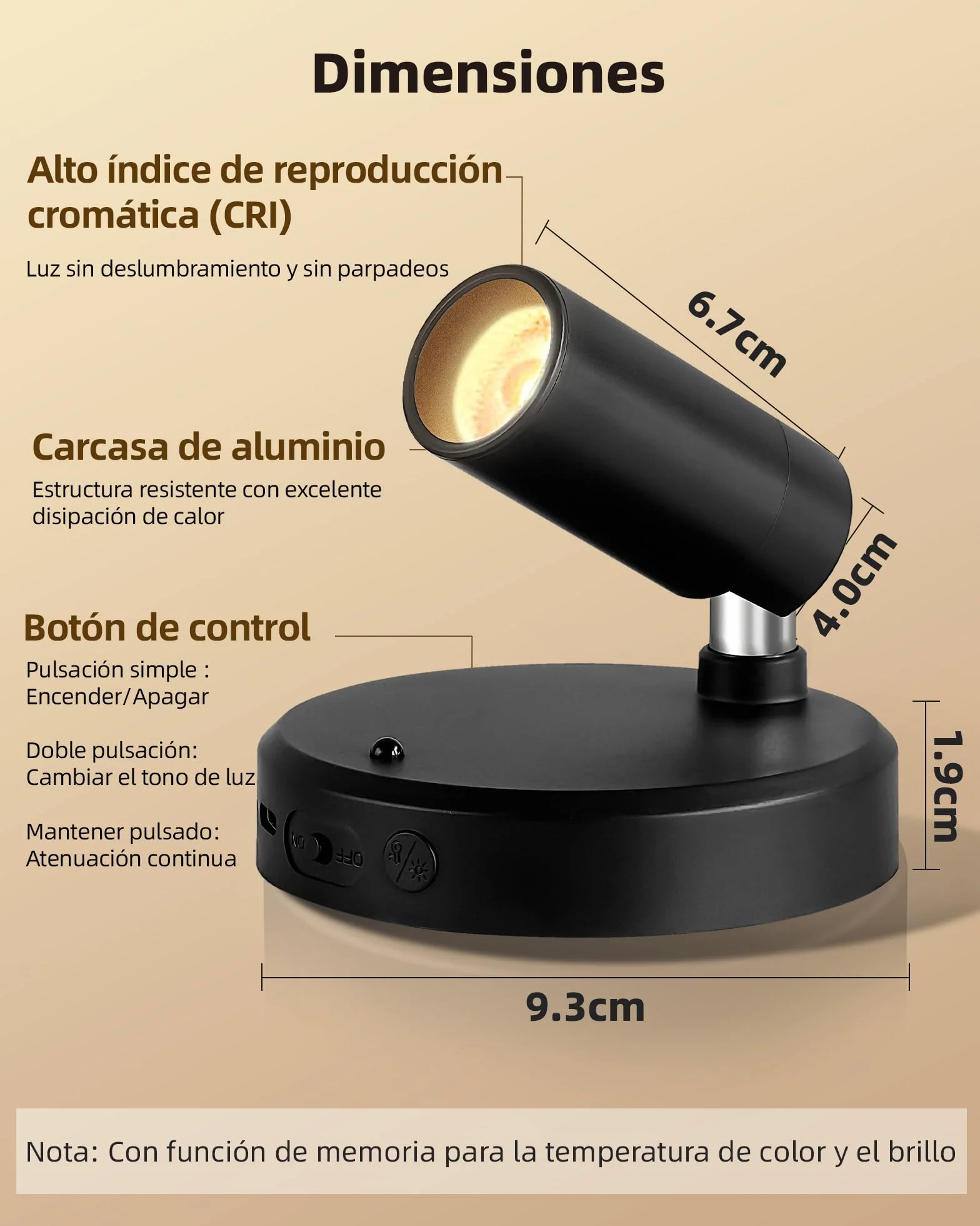 EZVALO Foco LED Inalámbrico 5500 mAh con Mando a Distancia y Temporizador, 3 Temperaturas de Color, Negro (2 Pieza)