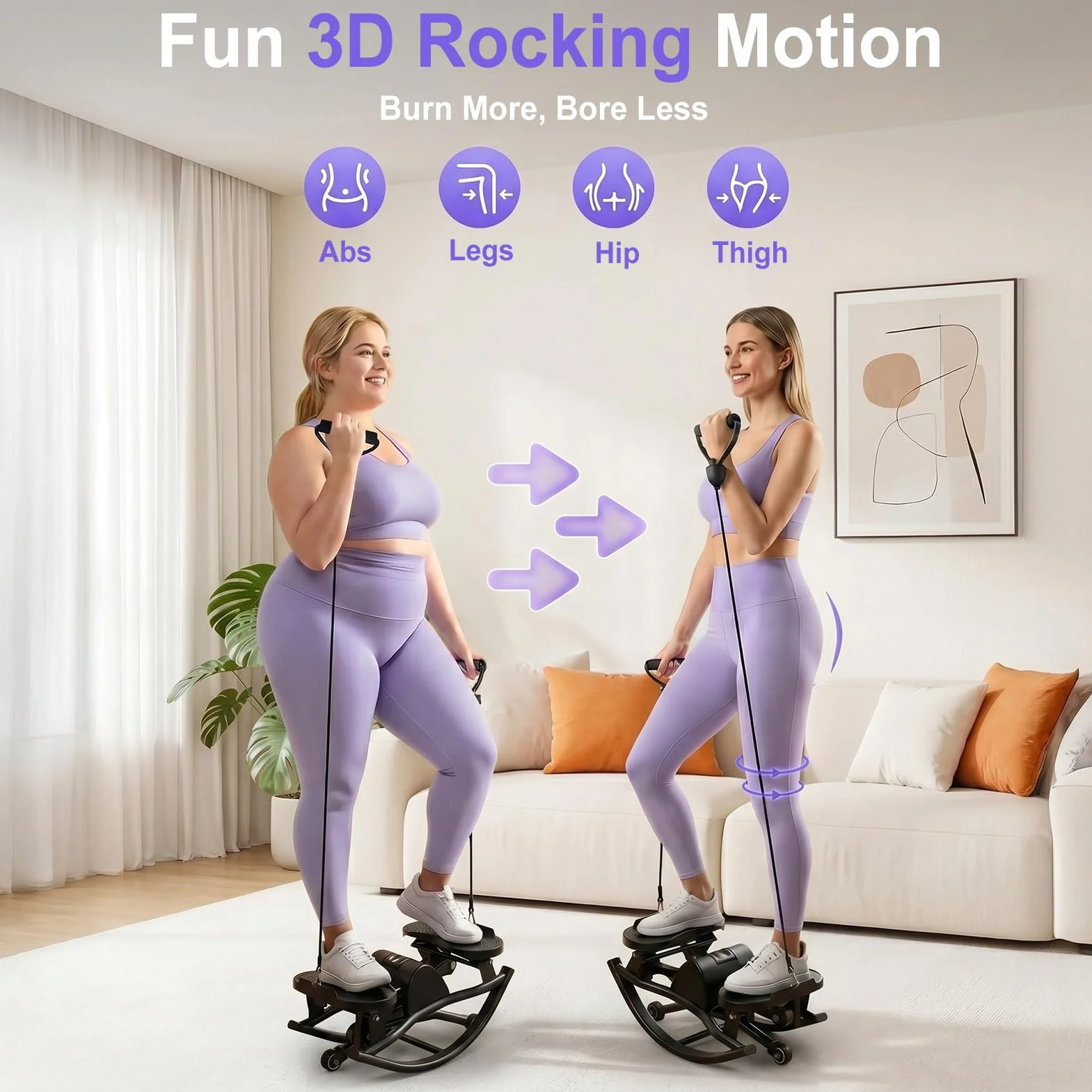 Upgraded Rock Stepper Fitness Casa, Home Twist Stepper Movimiento Lateral Silencioso Low-Impact Joint-Friendly para Caderas, Piernas, Glúteos, Banda de Resistencia