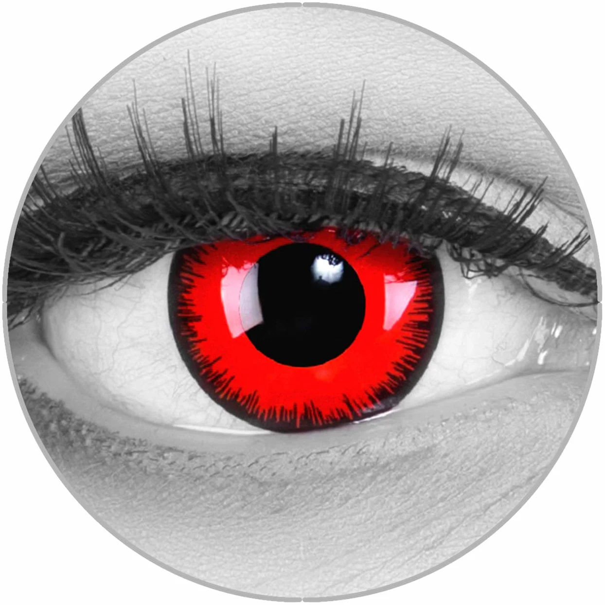 Red Demon Lentillas de color rojo negro 1 par Halloween Carnaval sin graduación