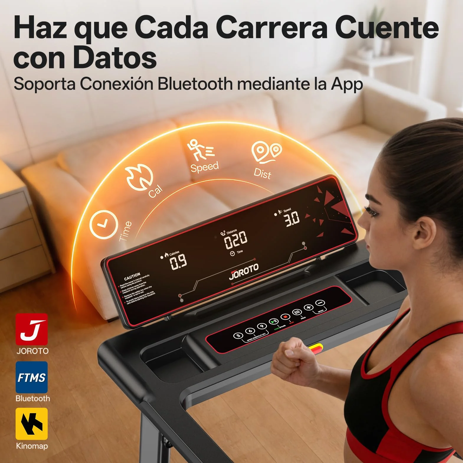 JOROTO Cinta de Correr Plegable para el Hogar, Motor 2,5PS, Inclinación 8%, Velocidad 1-12 KM/H, Cinta Ancha, Pantalla LED, Peso Máximo 130KG, Compacta con Manillar para Caminar y Correr