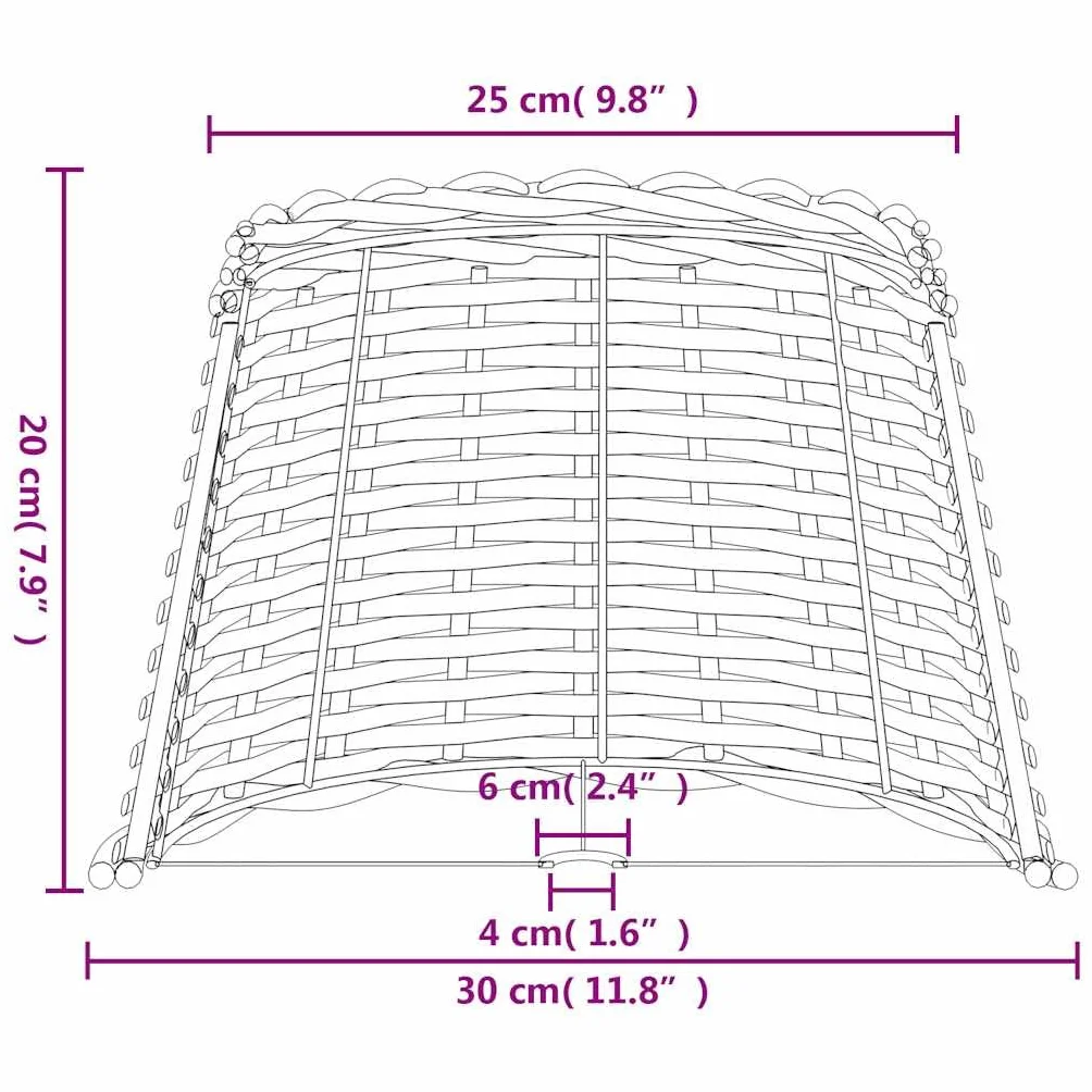 vidaXL Pantalla para lámpara Mimbre marrón Ø30x20 cm