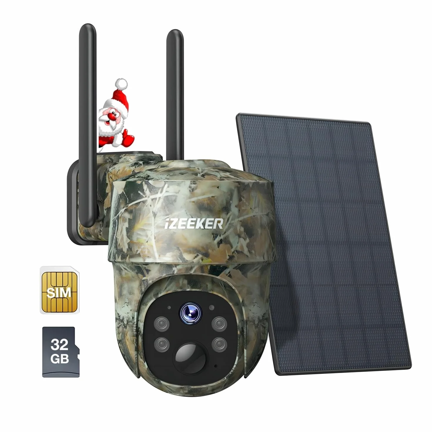 iZEEKER 4G LTE Cámara de Caza Solar, Cámara de Fototrampeo 2K PTZ con Tarjeta SD & SIM Vista Completa de 360° Transmisión en Vivo IR Sin Brillo Visión Nocturna Detección de Movimiento IP65 Impermeable