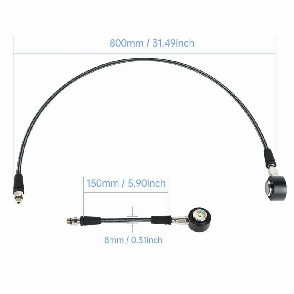 Manómetro de Buceo Luminoso, Sumergible, con Manguera de Alta Presión para Regulador BCD de 80 cm.