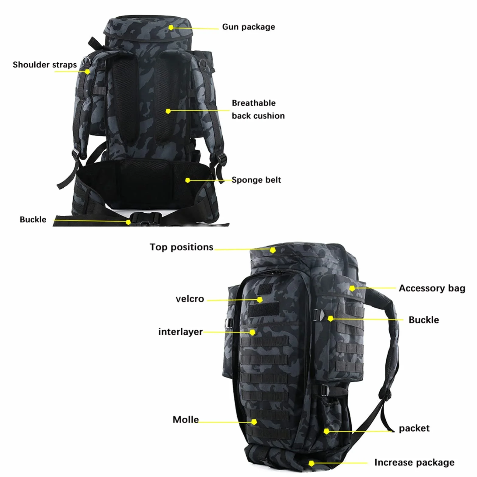 Mochila Táctica para Rifle, Bolsa Larga para Rifle, Mochila Militar Molle, Mochilas de Asalto Militares, Equipo Táctico para Caza, Pesca, Airsoft, Mochila para Rifle, Mochila para Campo de Ti