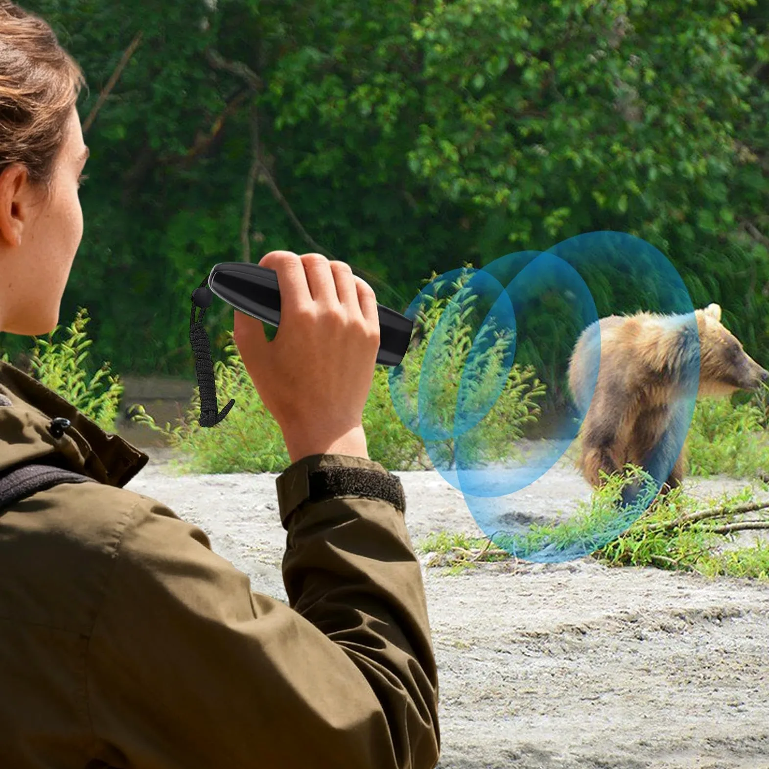 Cuerno de oso para senderismo, suministros de seguridad de eléctrica de 125 dB, cuerno de oso de defensa personal, para excursionistas, visitantes, dueños de perros, viajeros, camping, parque
