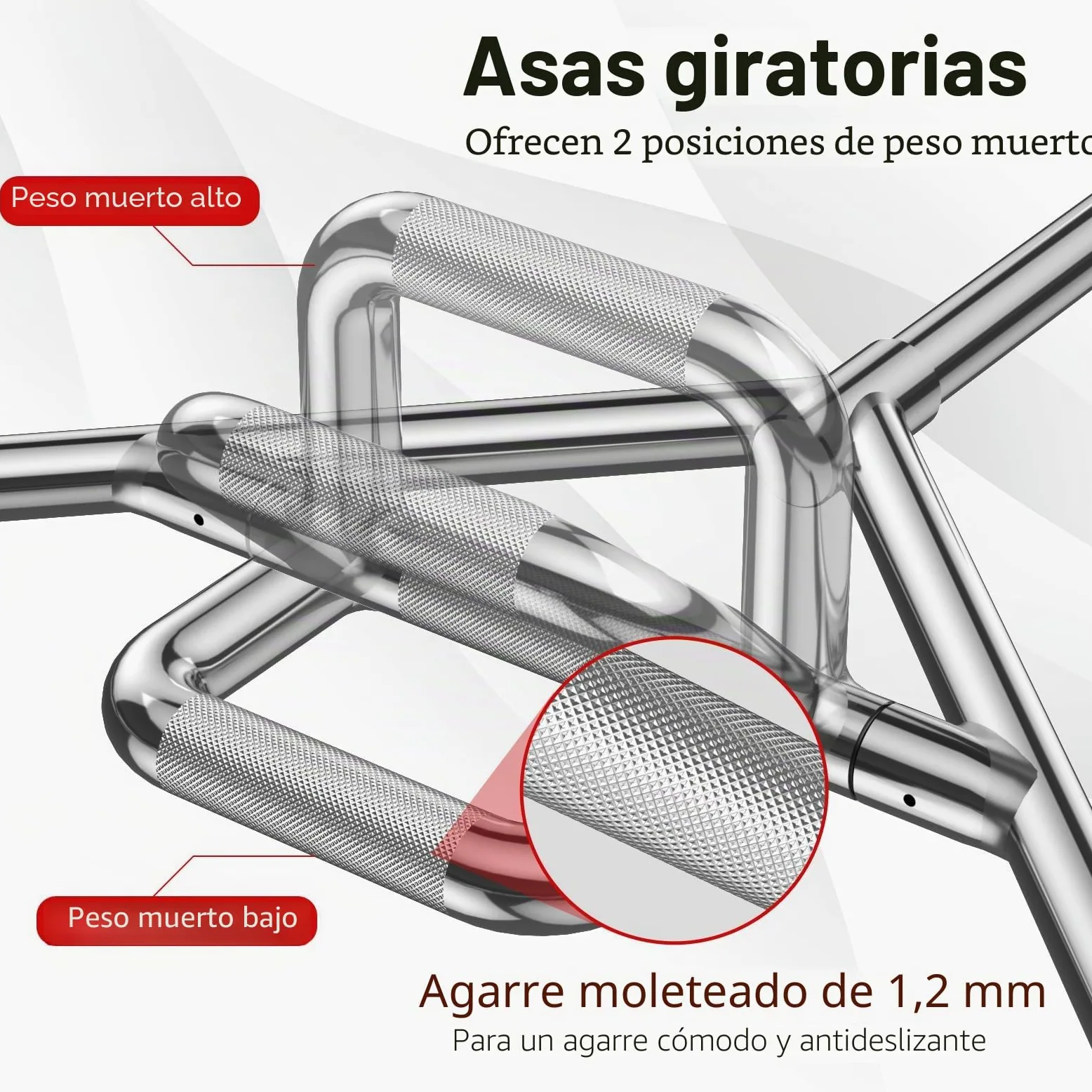 GOPLUS Barra Hexagonal para Sentadillas y Peso Muerto con Carga de 363 kg | Barra Z de Musculación con Mango Plegable, Moleteado y Cierre de Muelle, Plateado
