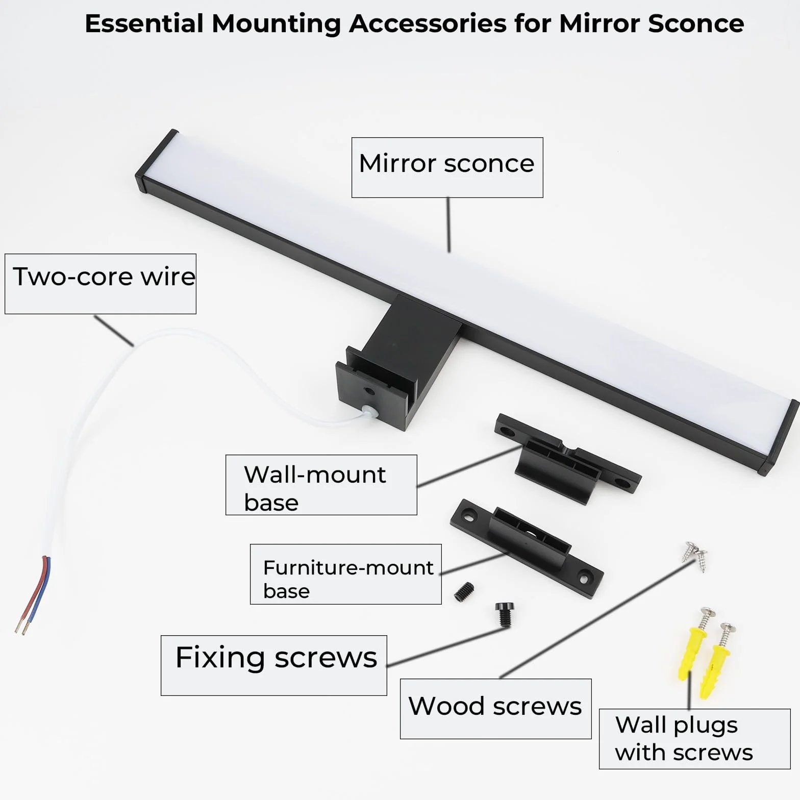 Alpinaluz Aplique LED para Espejo de Baño 40cm 10W IP44 Luz Blanca Neutra 4000K Aluminio Policarbonato Negro