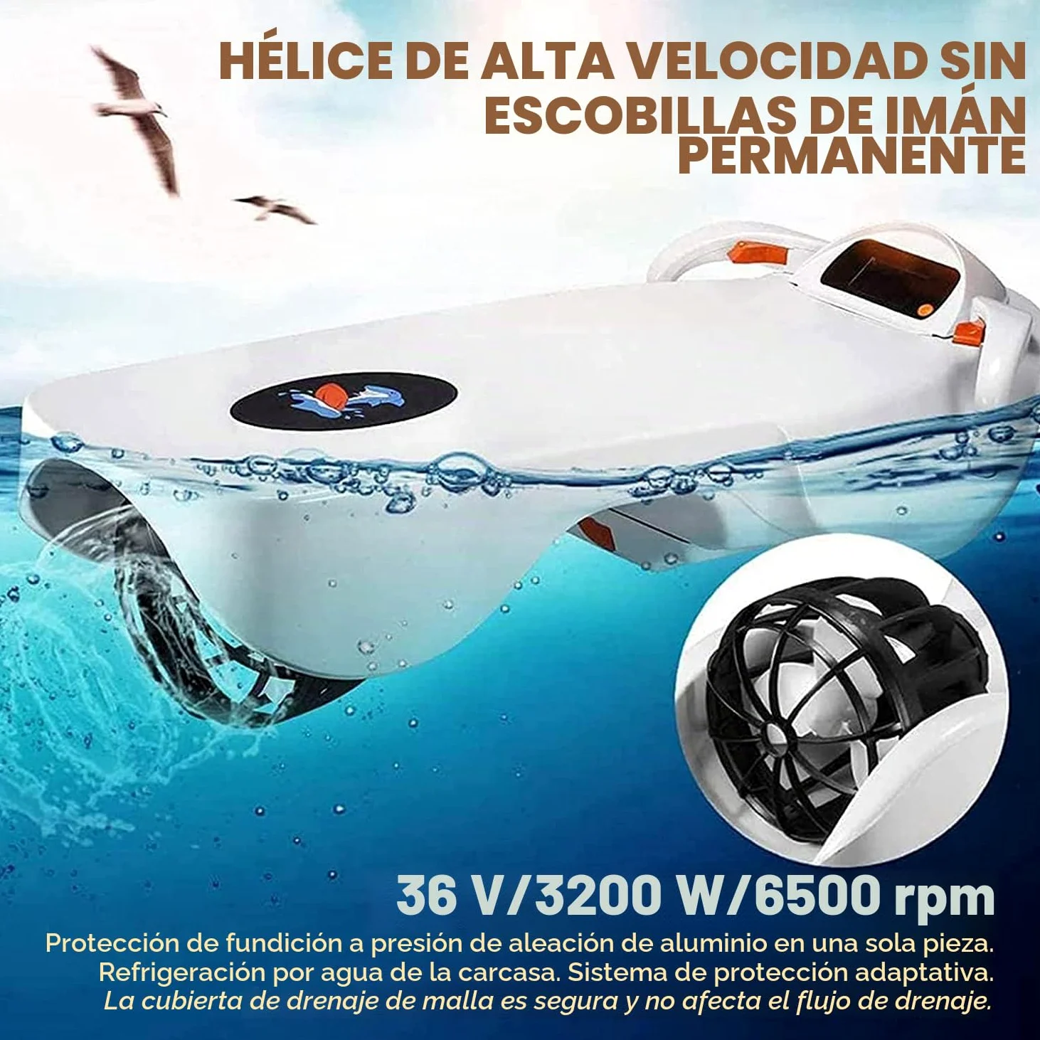 Tabla de surf eléctrica con scooter submarino inteligente, 4 niveles de velocidad, 120 minutos de batería, pantalla LCD, ideal para natación, wakeboard y bodyboard