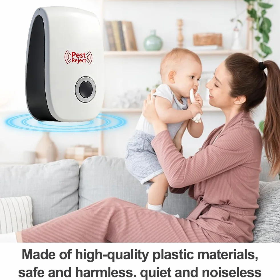 Repelente Ultrasónico de Plagas 4 Piezas, Electrónico para Mosquitos, Ratas, Cucarachas, Ratones, Insectos