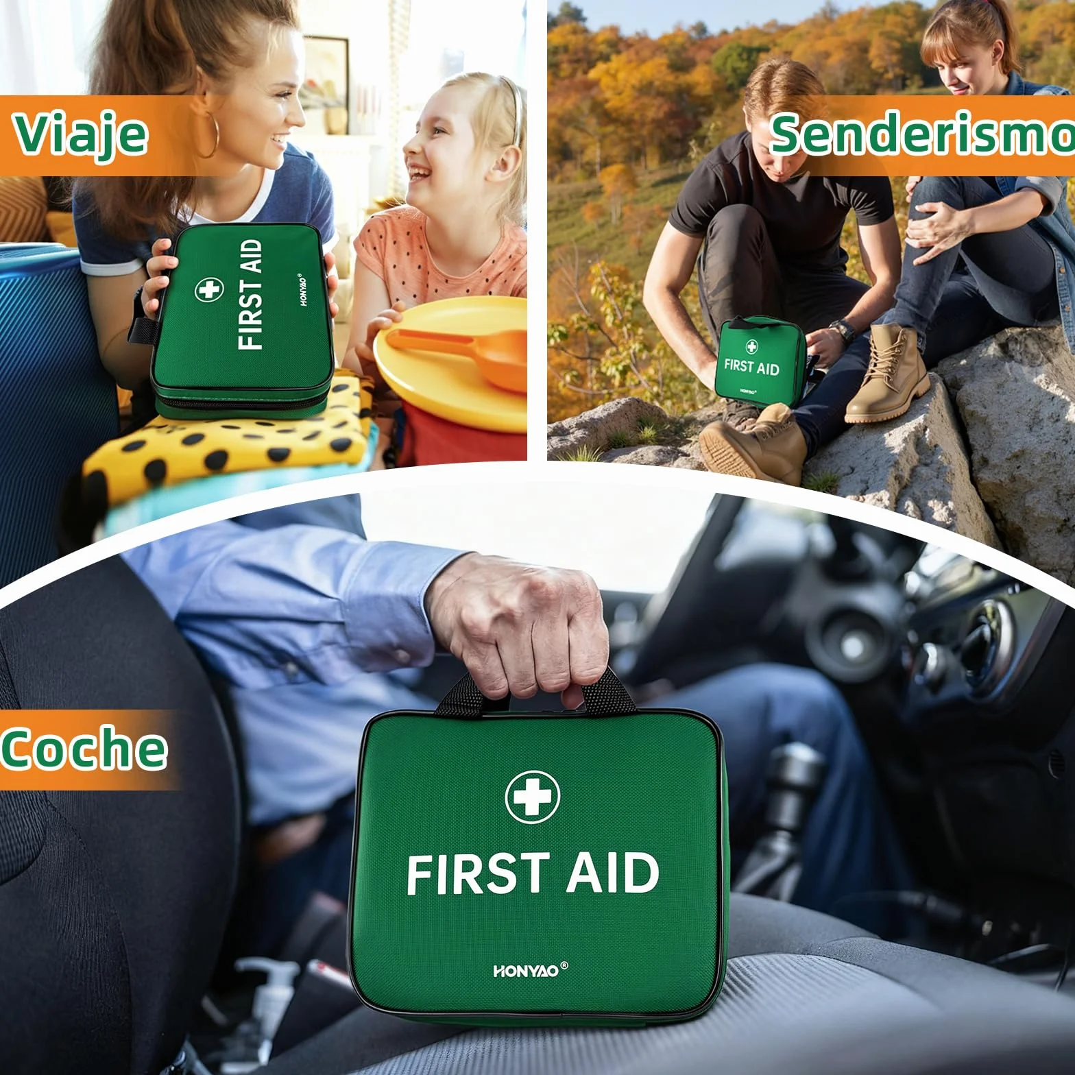 HONYAO Botiquín de Primeros Auxilios 180 Piezas, Kit Completo para Hogar Coche Viaje, Verde