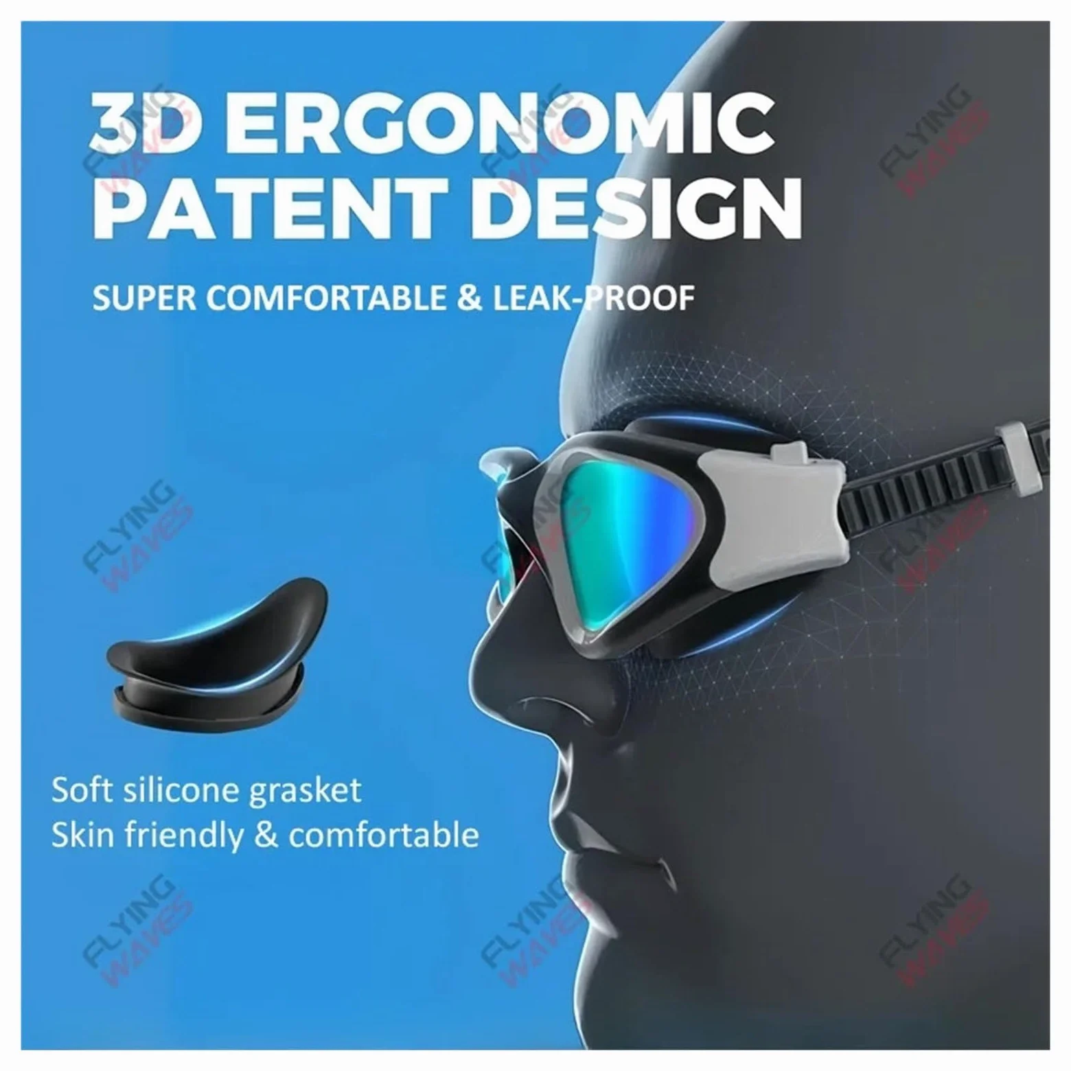 Gafas de natación for mujeres, hombres, no antiniebla, UV, unisex, for adultos, de silicona, ajustables rápidamente, for nadar y bucear gafas de natación