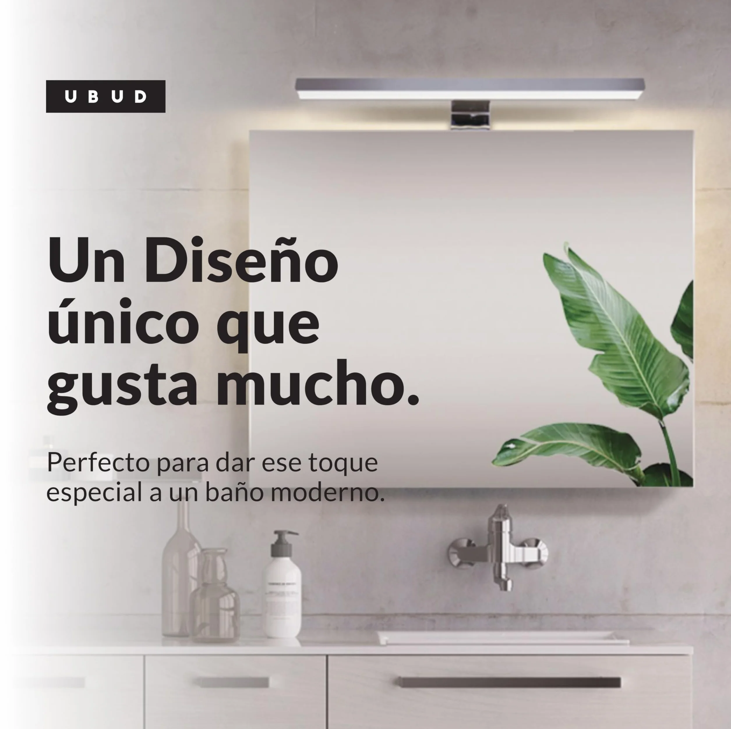 UBUD Lámpara Led Aplique Pared Baño IP44 760lm 6000K Cromado 30cm