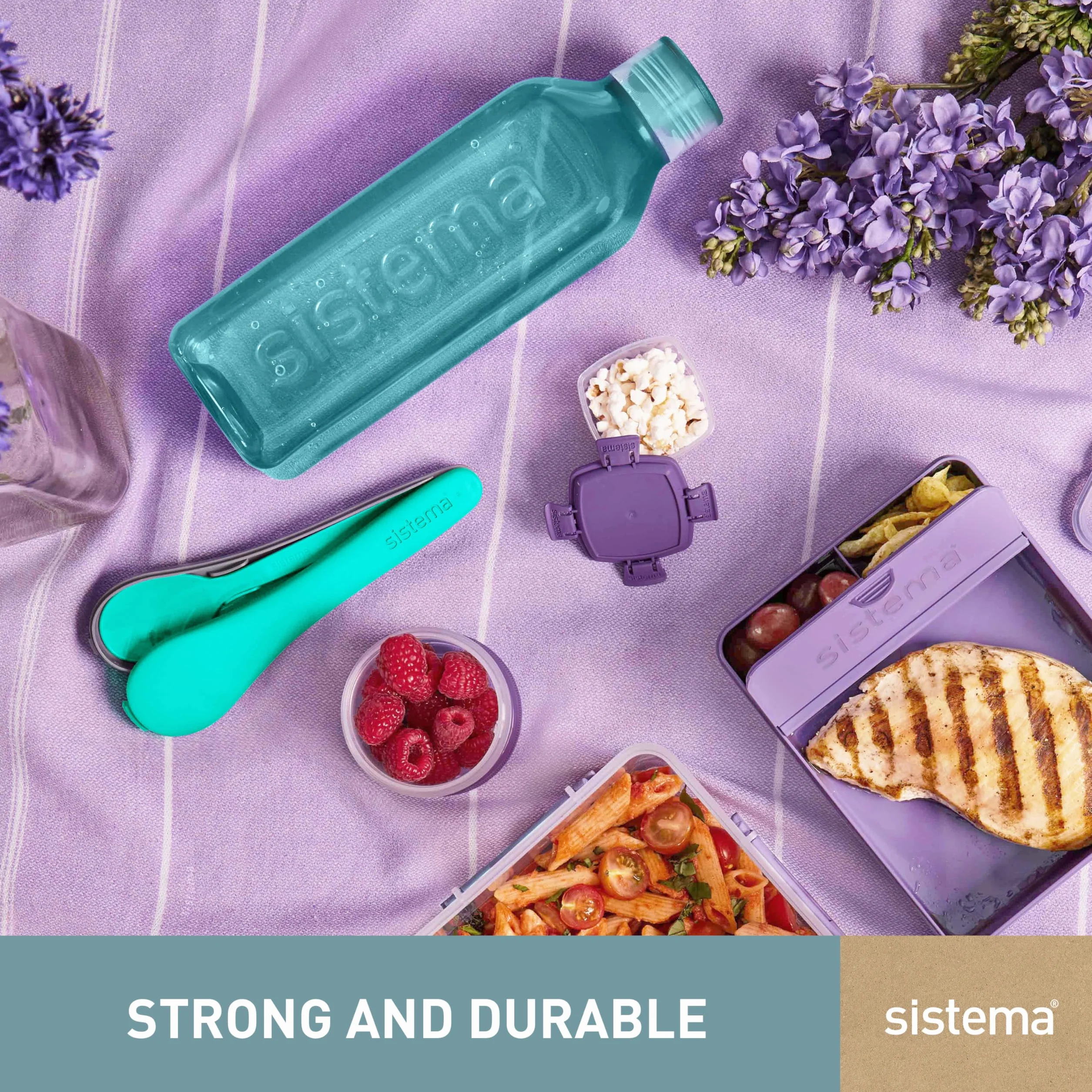 Sistema Square Botella agua 1 Litro | Hermética Botella agua niña | Piedra azul turquesa | 1 unidad