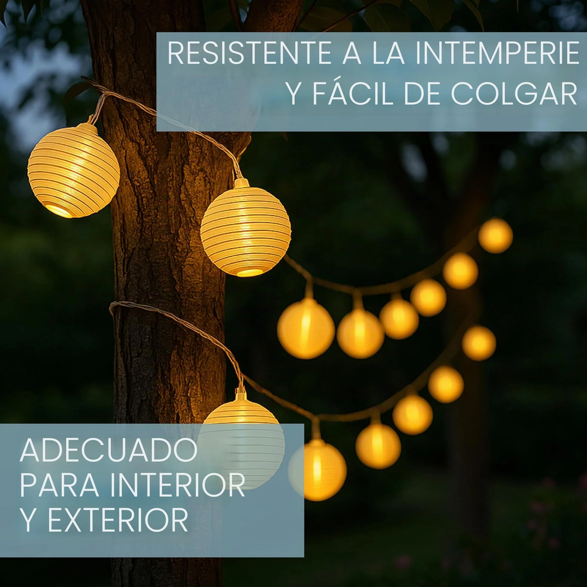 CozyHome Guirnalda luces exterior linternas LED blanco cálido 7m con enchufe