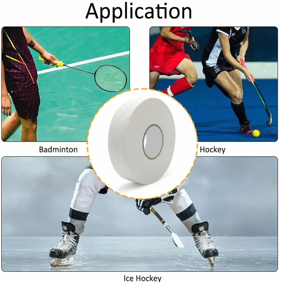 IKOPFLN Cinta de Hockey Cinta de Agarre para Deportes Cinta Adhesiva de Hockey sobre Hielo para Hockey la Raqueta de Tenis la Cuerda de Esquí la Caña de Pescar 25M*2.5cm Incluye 1 Tijera en U